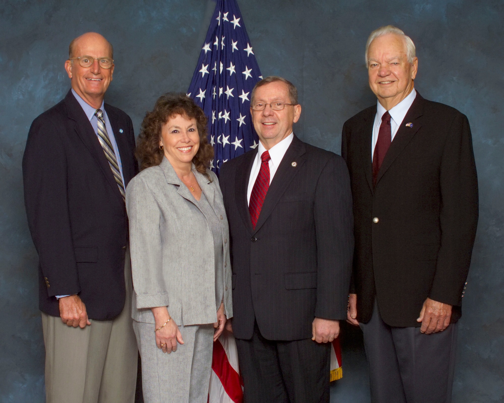 The Air Armament Center recently announced the 2008 James E. Plew Outstanding Community Ambassadors.  Those selected are (left to right) Mayor Michael Anderson,  Mrs. Melinda Wickham, Mr. Thomas Rice and Gen. (retired) William Kirk. (USAF photo by Mike Fleck)