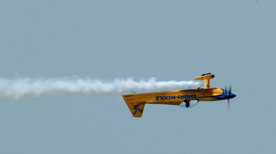 LANGLEY AIR FORCE BASE, VA. -- Matt Chapman flies his airplane during Air Power over Hampton Roads here June 22.  Langley's open house is an annual event that helps educate the public, increase recruiting and show appreciation to the local community. (U.S. Air  Force photo/Airman Rebecca Montez)