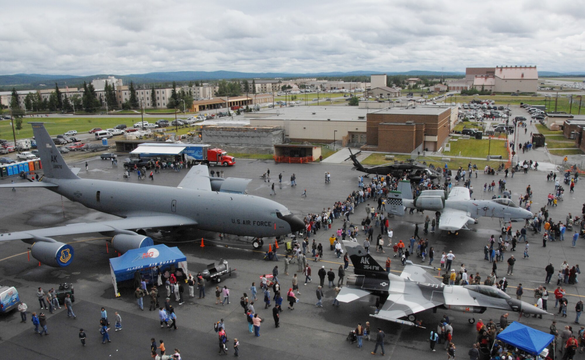 An estimated 6,000 people from the local and military community gather to enjoy the Eielson Air Force Base Alaska, "Soaring into Soltice" Thunderbirds show on June 24, 2008. The "Soaring into Soltice" air show provided an opportunity for the local community to visit and  get an up close view and demostration of the capabilities of the Air Force's aircrafts

(U.S Air Force photo by Tech Sgt. Eric T. Sheler)