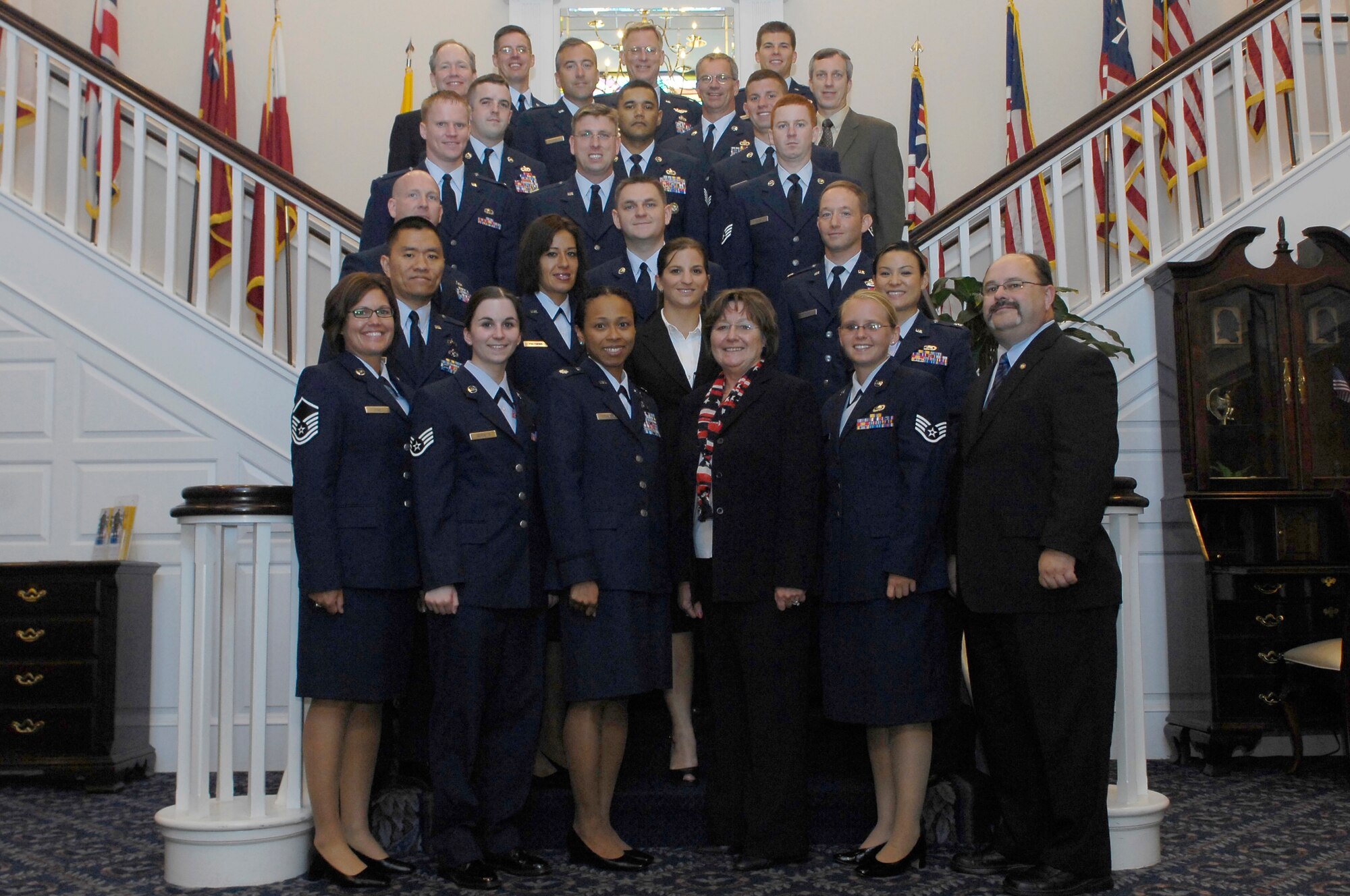 SCOTT AIR FORCE BASE, Ill. --A luncheon was held for all winners from the Air Mobility Command at Bolling Air Force Base, Wash. D.C. Capt. Paula Reichert, Senior Master Sgt. Anthony Gillis and Senior Airman Adam Lawson from the Air Intelligence Squadron at Scott went on to receive Air Force level awards. 
courtesy photo