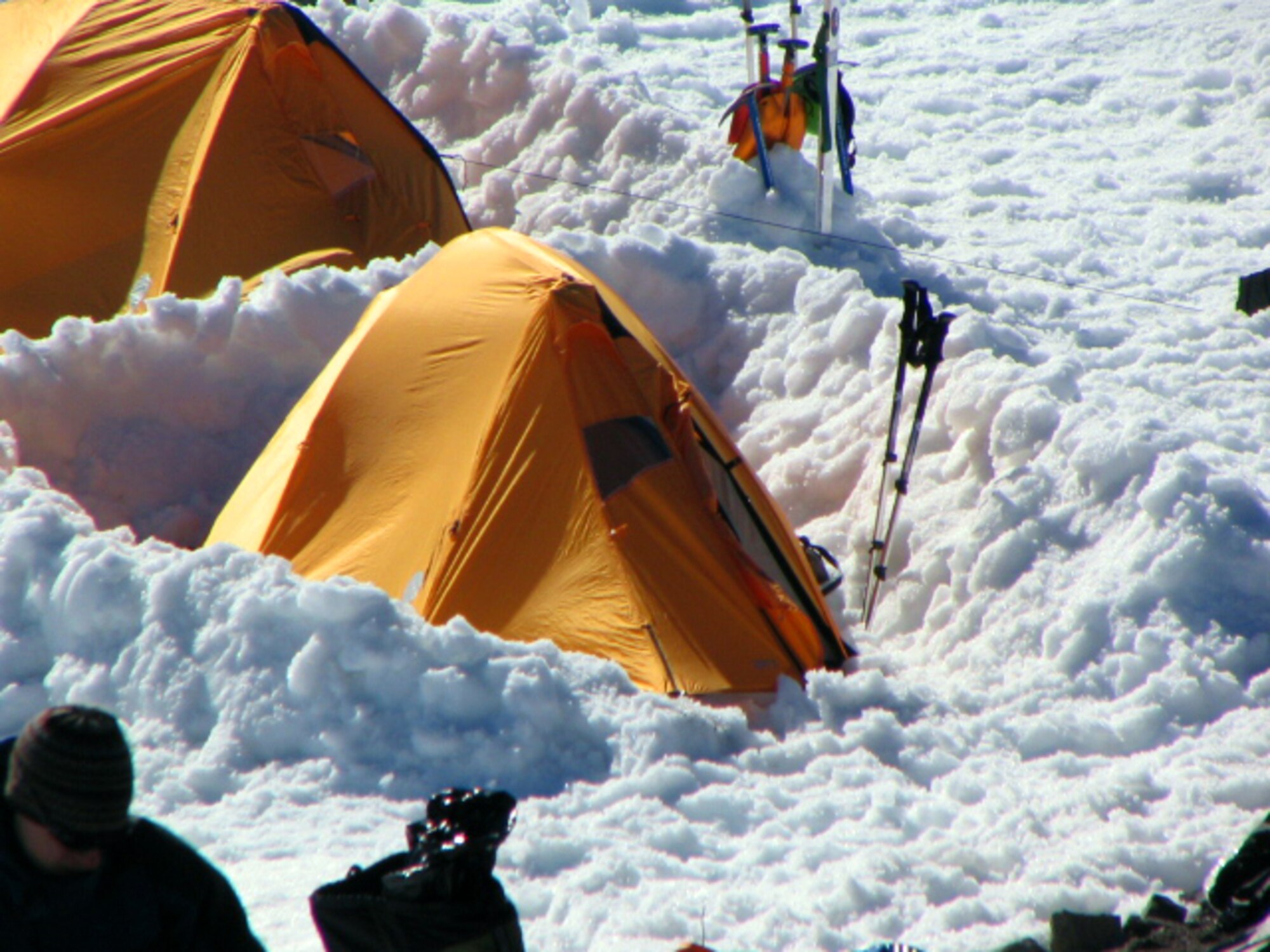 PIERCE COUNTY, Wash. – Sixteen 22nd Training Squadron Delta Flight Survival, Evasion, Resistance and Escape specialists did more than just summit the mountain, they learned how to adapt and maintain life in a hazardous environment June 17. Simple tasks like setting up tents in the wind, and boiling water were no easy task. (Courtesy photo / Delta Flight)