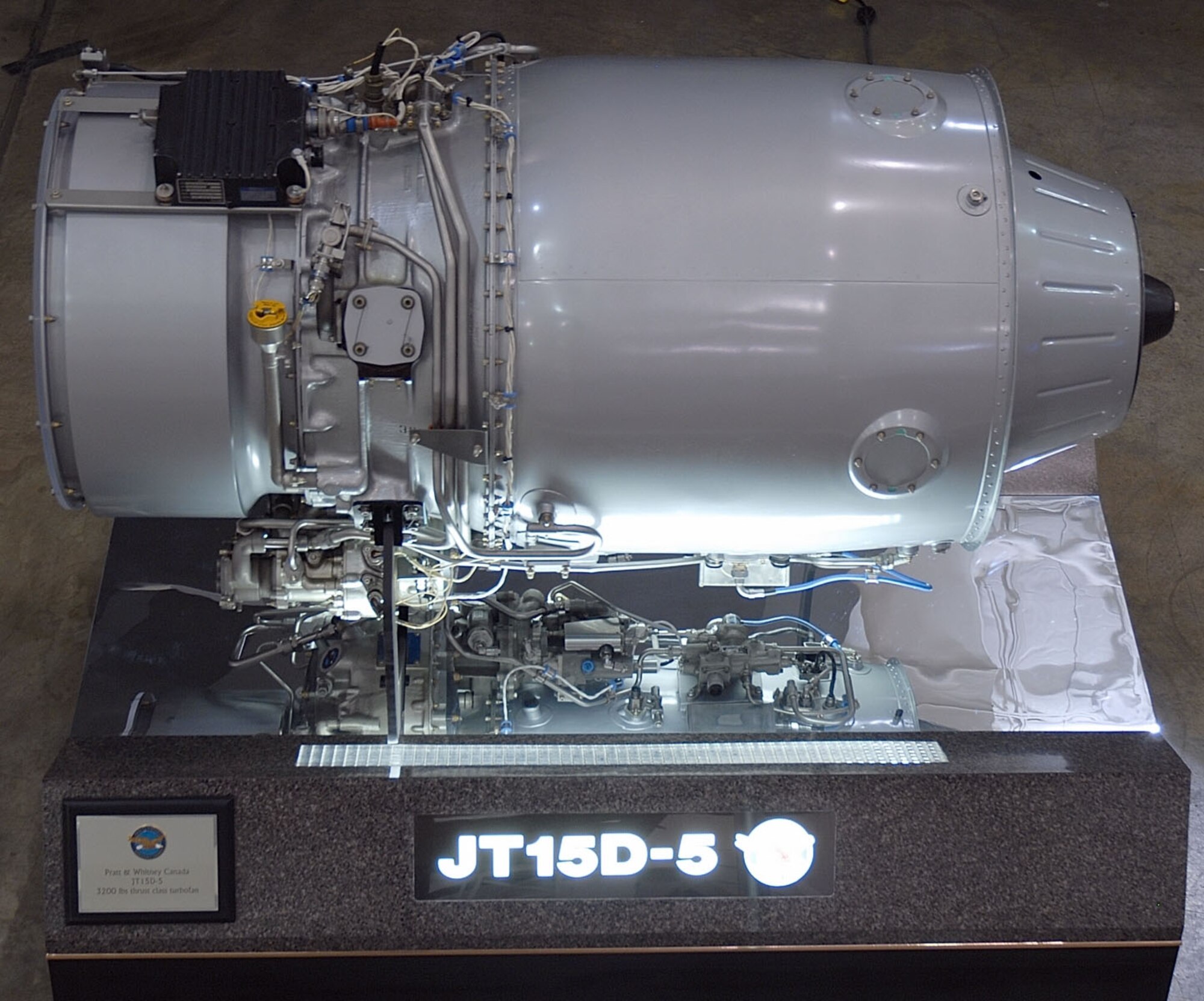 DAYTON, Ohio - The Pratt & Whitney JT15D-5 engine on display in at the National Museum of the U.S. Air Force. (U.S. Air Force photo)