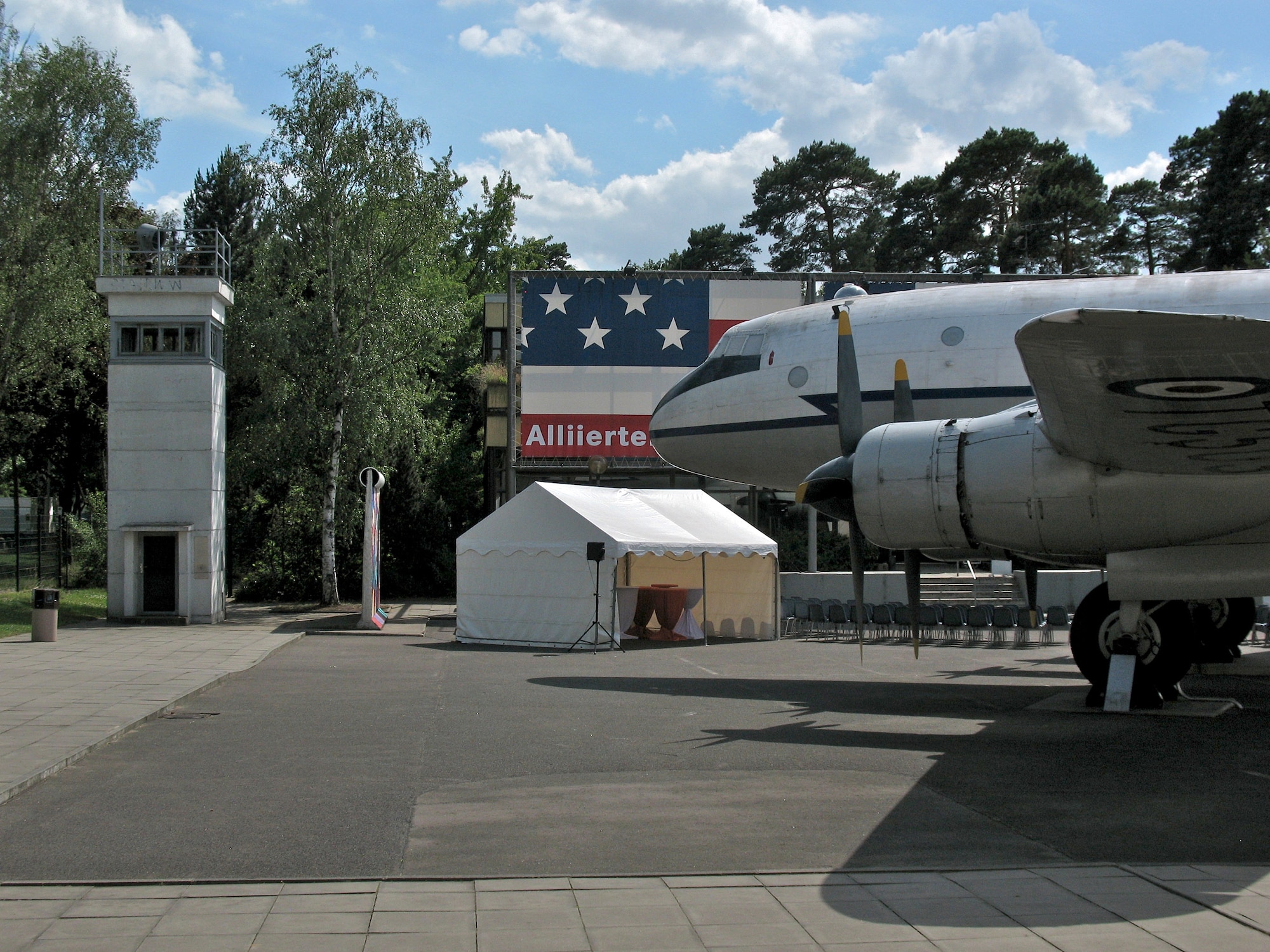 A Royal Air Force Hastings TG-503 cargo plane used during the Berlin Airlift is the centerpiece of the Allied Museum city officials host the 60th Anniversary of the Berlin Airlift June 26 in Berlin. (U.S. Air Force photo/Master Sgt. Ron Przysucha)
