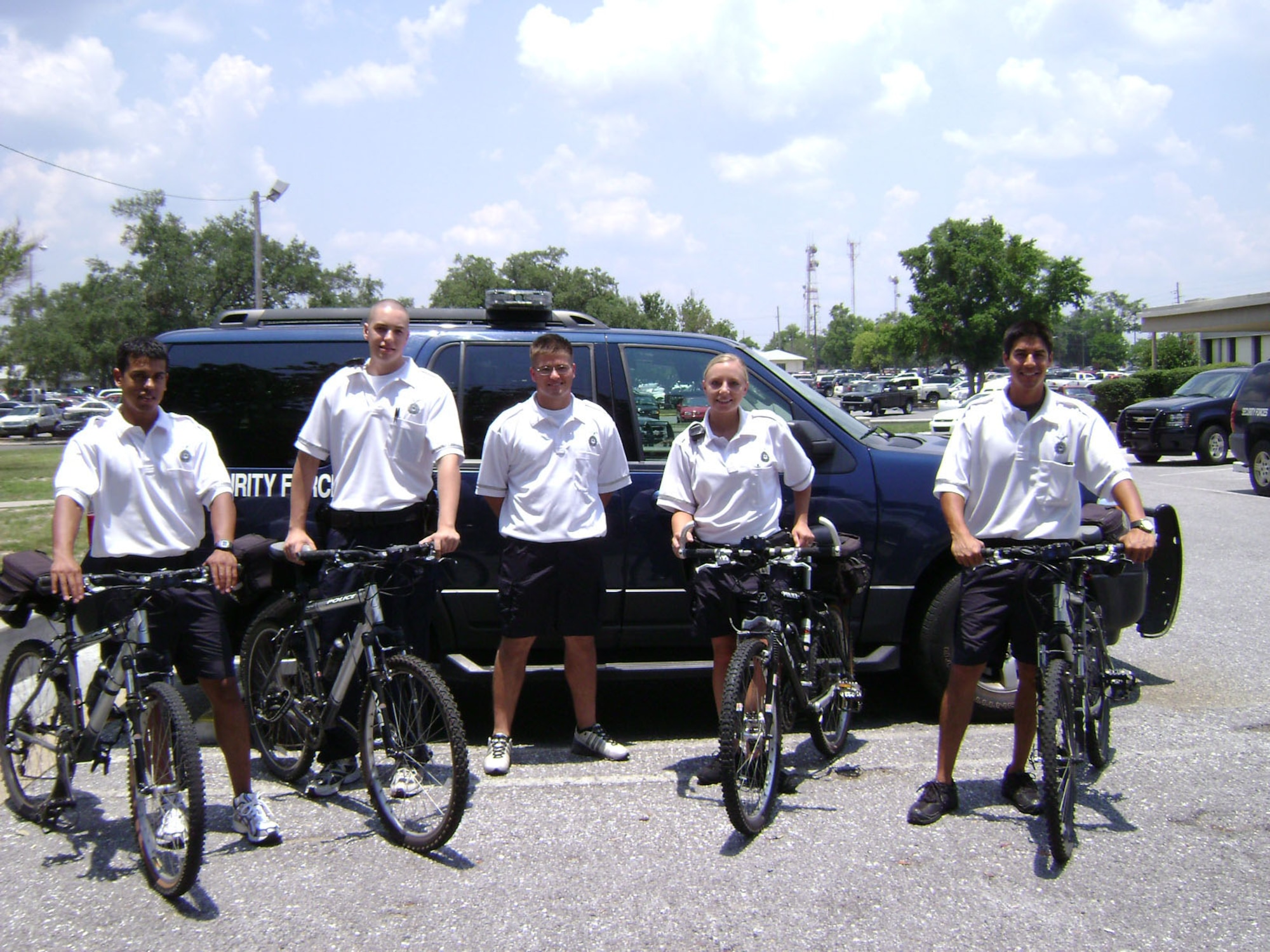 Members of the 96th Security Forces bike patrol are making their presence known in military housing subdivisions. (USAF photo by Senior Airman Christopher Fuquay)