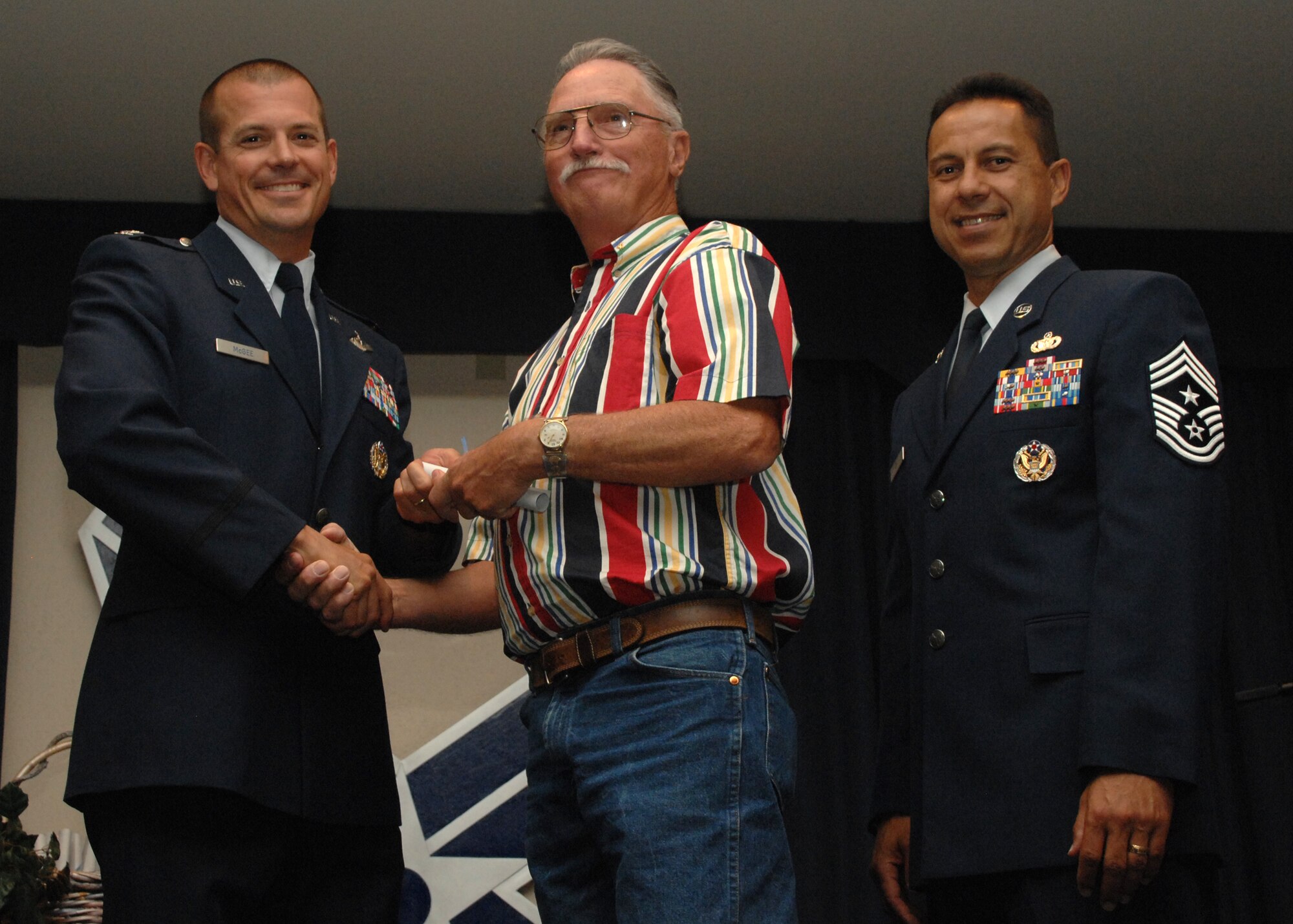 Holloman Air Force Base honors volunteers during the annual Volunteer Recognition Ceremony, June 27 at the Desert Sands Enlisted Club Holloman at Air Force Base, N.M. The ceremony is held to recognize those who volunteered between April 2007 and April 2008. This year the volunteers contributed more than 24,350 hours, which would equate to $158,321,00 if working for minimum wage. The Volunteers spent time at various places and events toinclude; the Holloman AFB Chapel, medical group, Boys and Girls Scouts, Thrift Shop, Airman's Attic, Youth and Teen Center Sports Program, Day of Caring, 572- Ride, Highway Clean-up, Special Oplymics, Big Brothers and BigSisters and many more.(U.S. Air Force photo/ SrA Tiffany Trojca)