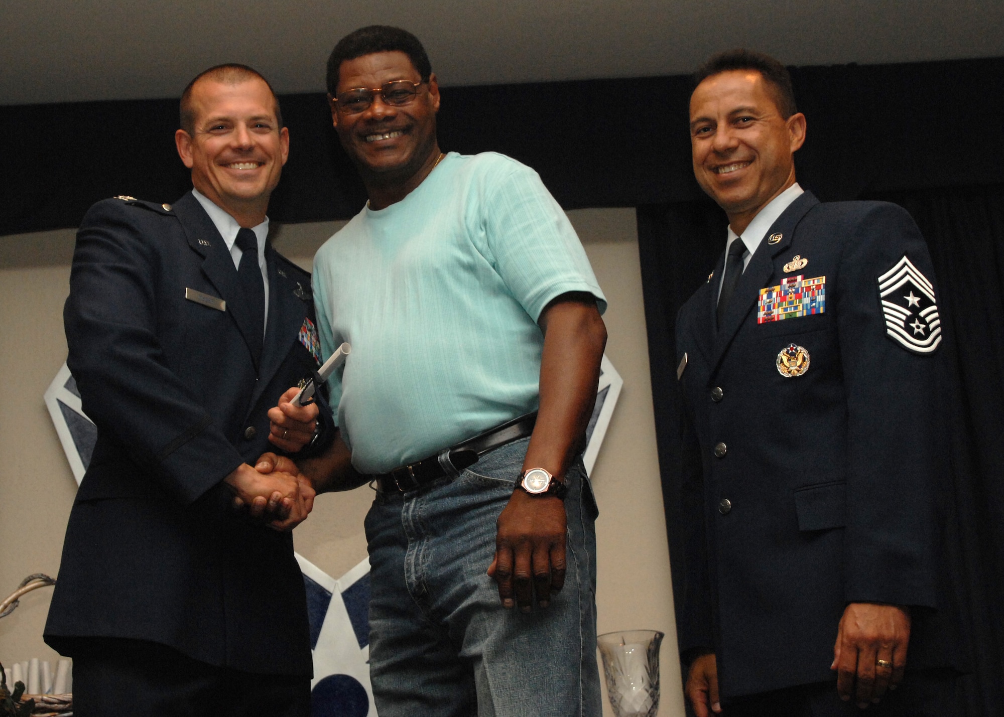 Holloman Air Force Base honors volunteers during the annual Volunteer Recognition Ceremony, June 27 at the Desert Sands Enlisted Club Holloman at Air Force Base, N.M. The ceremony is held to recognize those who volunteered between April 2007 and April 2008. This year the volunteers contributed more than 24,350 hours, which would equate to $158,321,00 if working for minimum wage. The Volunteers spent time at various places and events toinclude; the Holloman AFB Chapel, medical group, Boys and Girls Scouts, Thrift Shop, Airman's Attic, Youth and Teen Center Sports Program, Day of Caring, 572- Ride, Highway Clean-up, Special Oplymics, Big Brothers and BigSisters and many more.(U.S. Air Force photo/ SrA Tiffany Trojca)