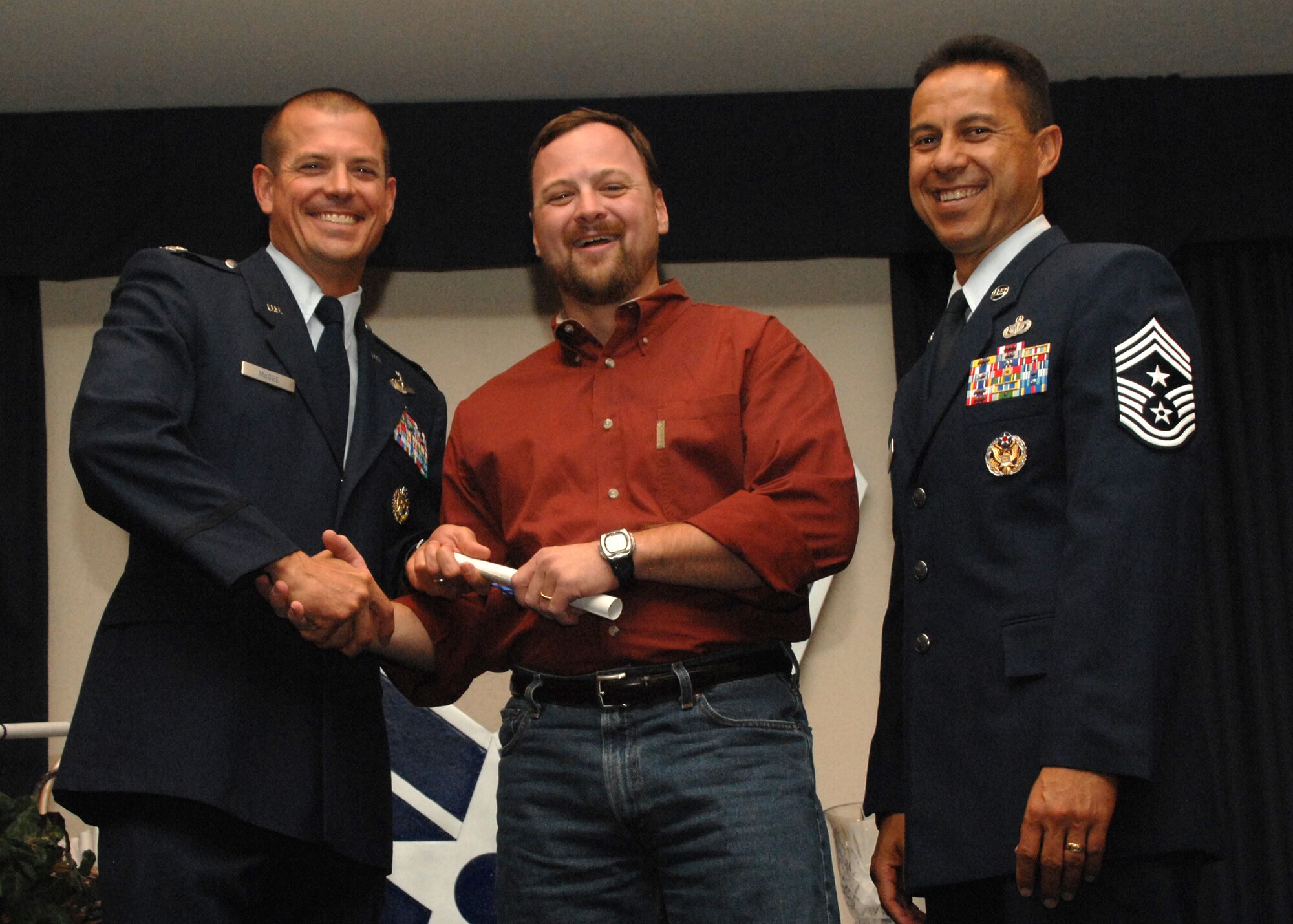 Holloman Air Force Base honors volunteers during the annual Volunteer Recognition Ceremony, June 27 at the Desert Sands Enlisted Club Holloman at Air Force Base, N.M. The ceremony is held to recognize those who volunteered between April 2007 and April 2008. This year the volunteers contributed more than 24,350 hours, which would equate to $158,321,00 if working for minimum wage. The Volunteers spent time at various places and events toinclude; the Holloman AFB Chapel, medical group, Boys and Girls Scouts, Thrift Shop, Airman's Attic, Youth and Teen Center Sports Program, Day of Caring, 572- Ride, Highway Clean-up, Special Oplymics, Big Brothers and BigSisters and many more.(U.S. Air Force photo/ SrA Tiffany Trojca)