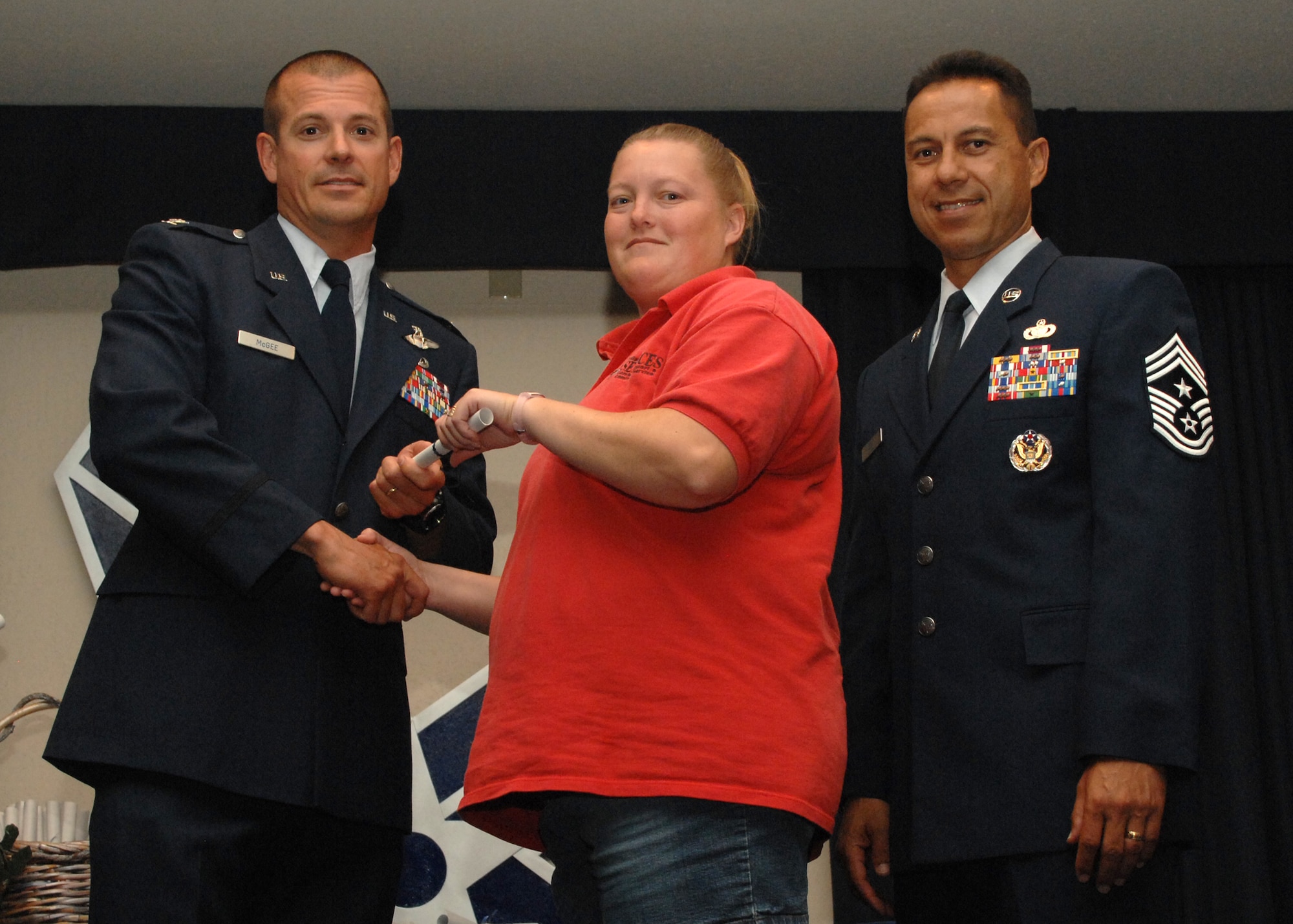 Holloman Air Force Base honors volunteers during the annual Volunteer Recognition Ceremony, June 27 at the Desert Sands Enlisted Club Holloman at Air Force Base, N.M. The ceremony is held to recognize those who volunteered between April 2007 and April 2008. This year the volunteers contributed more than 24,350 hours, which would equate to $158,321,00 if working for minimum wage. The Volunteers spent time at various places and events toinclude; the Holloman AFB Chapel, medical group, Boys and Girls Scouts, Thrift Shop, Airman's Attic, Youth and Teen Center Sports Program, Day of Caring, 572- Ride, Highway Clean-up, Special Oplymics, Big Brothers and BigSisters and many more.(U.S. Air Force photo/ SrA Tiffany Trojca)
