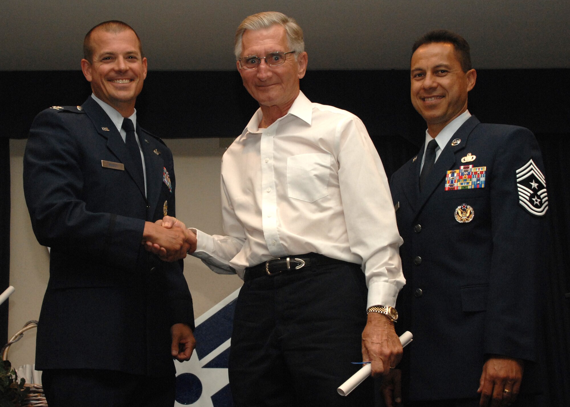 Holloman Air Force Base honors volunteers during the annual Volunteer Recognition Ceremony, June 27 at the Desert Sands Enlisted Club Holloman at Air Force Base, N.M. The ceremony is held to recognize those who volunteered between April 2007 and April 2008. This year the volunteers contributed more than 24,350 hours, which would equate to $158,321,00 if working for minimum wage. The Volunteers spent time at various places and events toinclude; the Holloman AFB Chapel, medical group, Boys and Girls Scouts, Thrift Shop, Airman's Attic, Youth and Teen Center Sports Program, Day of Caring, 572- Ride, Highway Clean-up, Special Oplymics, Big Brothers and BigSisters and many more.(U.S. Air Force photo/ SrA Tiffany Trojca)