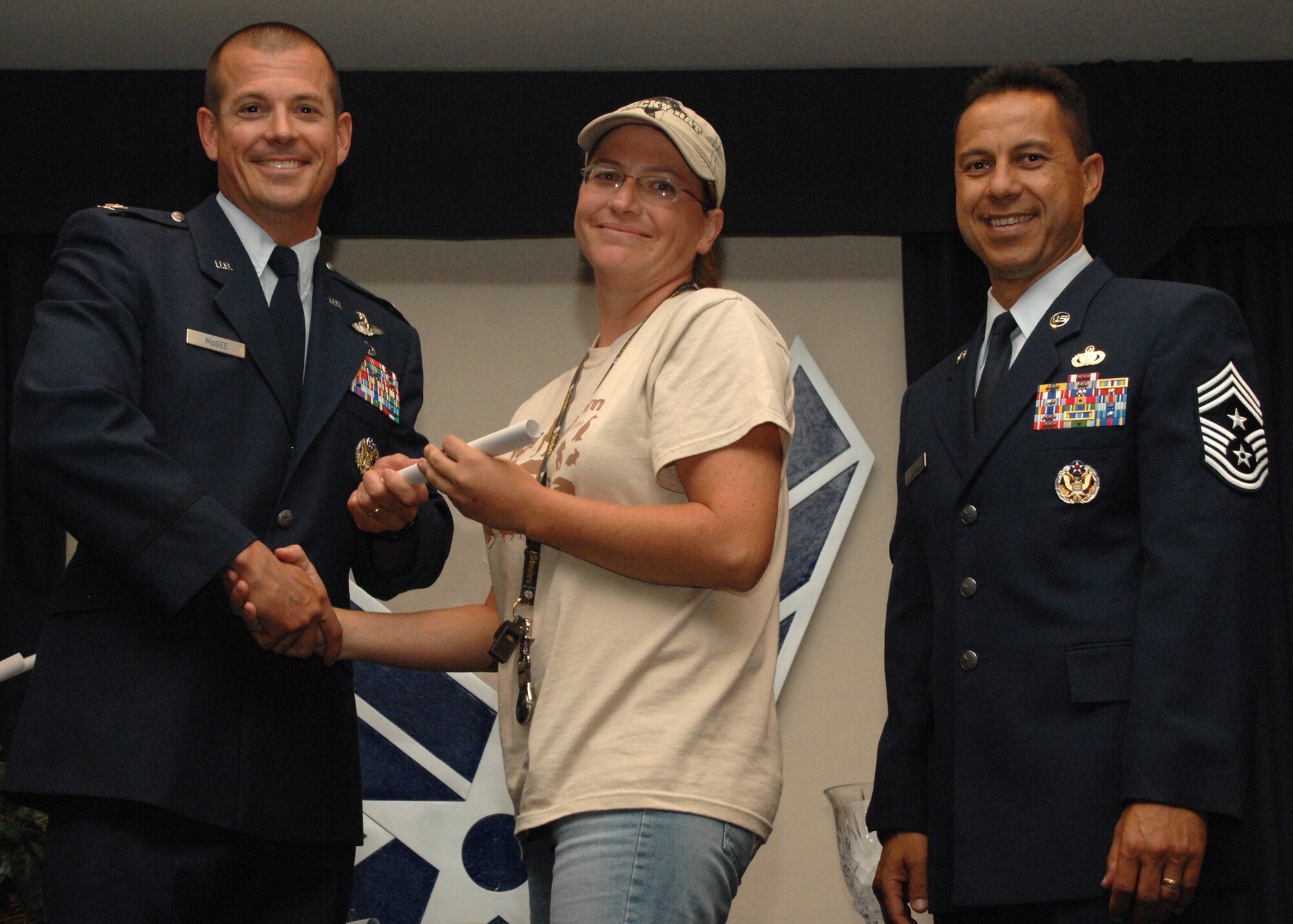 Holloman Air Force Base honors volunteers during the annual Volunteer Recognition Ceremony, June 27 at the Desert Sands Enlisted Club Holloman at Air Force Base, N.M. The ceremony is held to recognize those who volunteered between April 2007 and April 2008. This year the volunteers contributed more than 24,350 hours, which would equate to $158,321,00 if working for minimum wage. The Volunteers spent time at various places and events toinclude; the Holloman AFB Chapel, medical group, Boys and Girls Scouts, Thrift Shop, Airman's Attic, Youth and Teen Center Sports Program, Day of Caring, 572- Ride, Highway Clean-up, Special Oplymics, Big Brothers and BigSisters and many more.(U.S. Air Force photo/ SrA Tiffany Trojca)