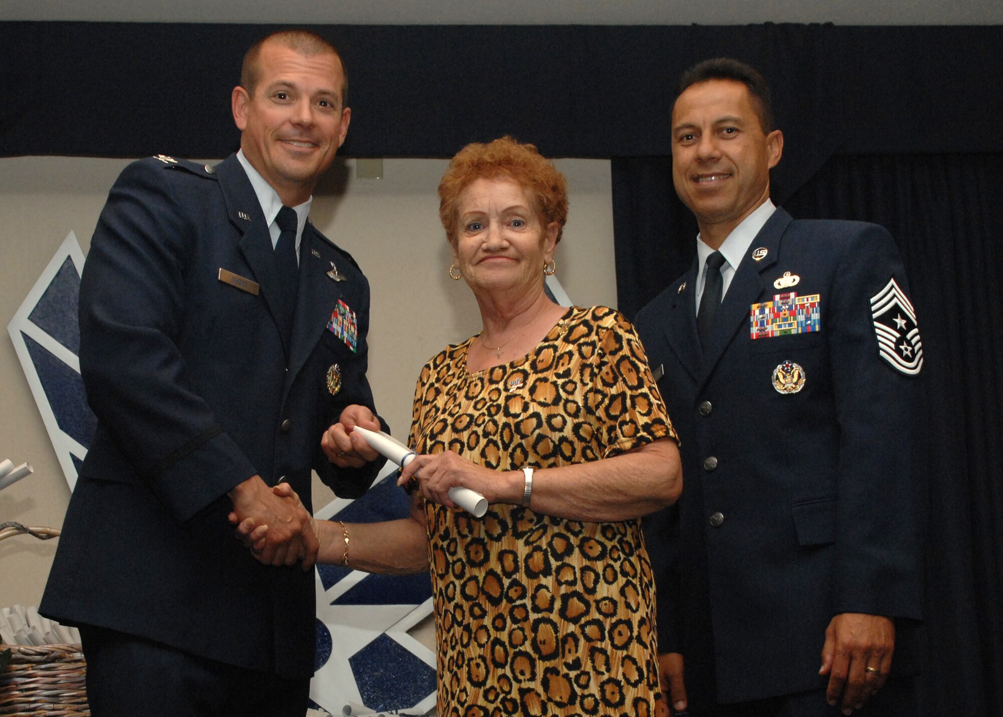 Holloman Air Force Base honors volunteers during the annual Volunteer
Recognition Ceremony, June 27 at the Desert Sands Enlisted Club Holloman at
Air Force Base, N.M. The ceremony is held to recognize those who volunteered
between April 2007 and April 2008. This year the volunteers contributed
more than 24,350 hours, which would equate to $158,321,00 if working for
minimum wage. The Volunteers spent time at various places and events to
include; the Holloman AFB Chapel, medical group, Boys and Girls Scouts,
Thrift Shop, Airman's Attic, Youth and Teen Center Sports Program, Day of
Caring, 572- Ride, Highway Clean-up, Special Oplymics, Big Brothers and Big
Sisters and many more.

