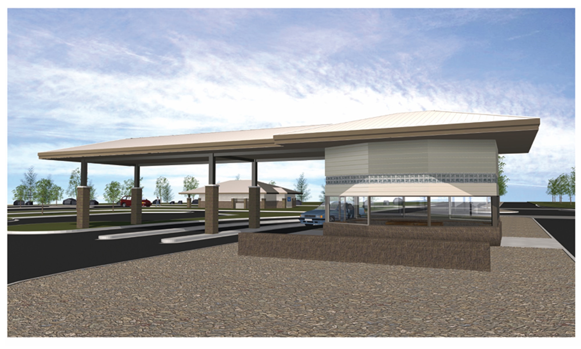 MOUNTAIN HOME AIR FORCE BASE, Idaho - This is an artist's rendition of what the new Main Gate at Mountain Home Air Force Base will look like after the construction ends in November. (Illustration courtesy 366th Civil Engineer Squadron)