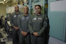 MINOT AIR FORCE BASE N.D. -- 1st Lt. Brian New, 1st Lt. Termain Atwater, and 2nd Lt. Ashauntia Leonard, of the 91 Space Wing were members of the first-ever all African American ICBM Combat Crew that pulled alert at a missile launch facility Feb. 23-25. This event is to commemorate the contributions that African Americans have made to the United States Military. (U.S. Air Force photo by Senior Airman Joe Rivera)
