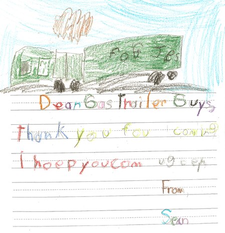 One of the gratitude letters sent by students of Goynes Elementary School. 