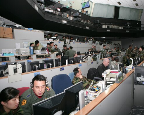OSAN AIR BASE, South Korea - Lt. Gen. Stephen G. Wood, Air Forces Korea Air Component Commander leads air operations for Exercise Key Resolve 2008, a peninsula-wide exercise that kicked off this week. The exercise focuses on the “operational” aspect of air, space and cyberspace operations in the Korean theater of operations. The annual exercise is held in conjunction with Foal Eagle 2008 that kicks off in a few weeks. The purpose of both exercises is to demonstrate resolve to support South Korea against external aggression while improving Korean and U.S. combat readiness and joint/combined interoperability. (Courtesy U.S. Air Force photo)
