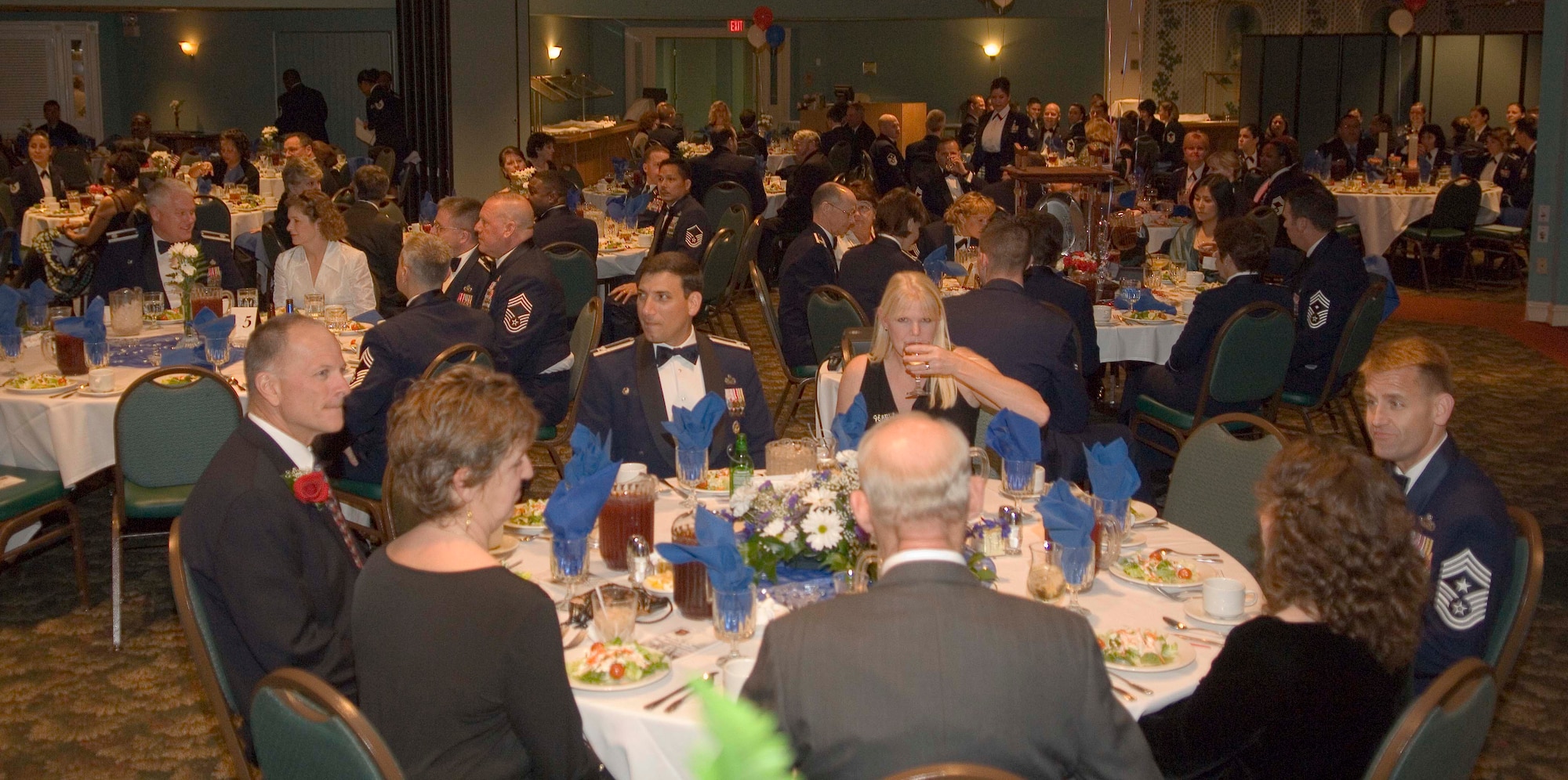 Attendees enjoy their dinner at the 96th Air Base Wing's 2007 annual banquet and awards ceremony.  The event was held at the Officers' Club on Feb. 29.