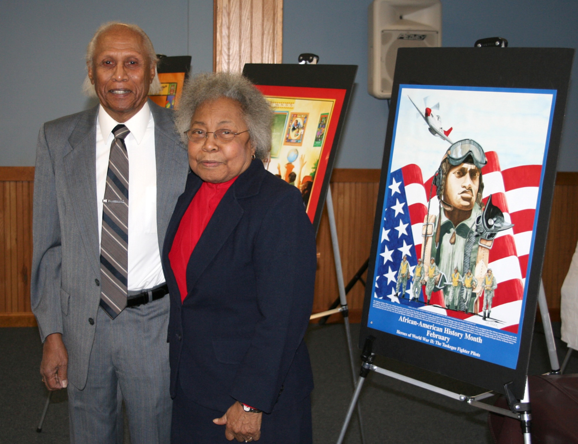 Retired Maj. Ralph L. Turner, a Tuskegee Airman, poses with his wife, Dr. Mary Crumlin-Turner. (U.S. Air Force photo/Barbara Burnett)