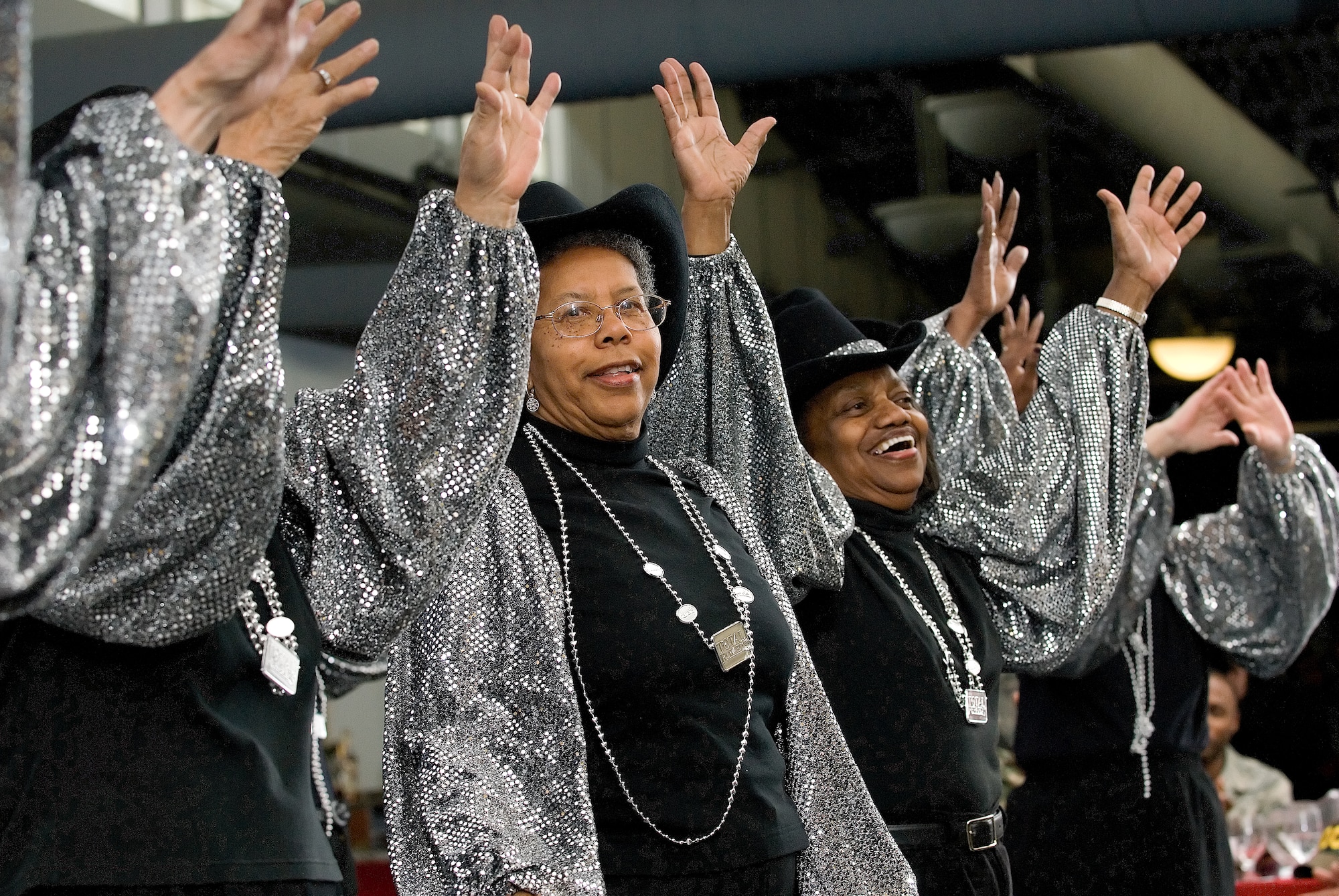 The Steppin’ Seniors of Dover perform a step demonstration at the African-American Heritage Observance at Dover Air Force Base Feb. 28. Dr. Granville Coggs, a Tuskegee Airman, was the guest speaker at the event. (U.S. Air Force photo/Jason Minto)