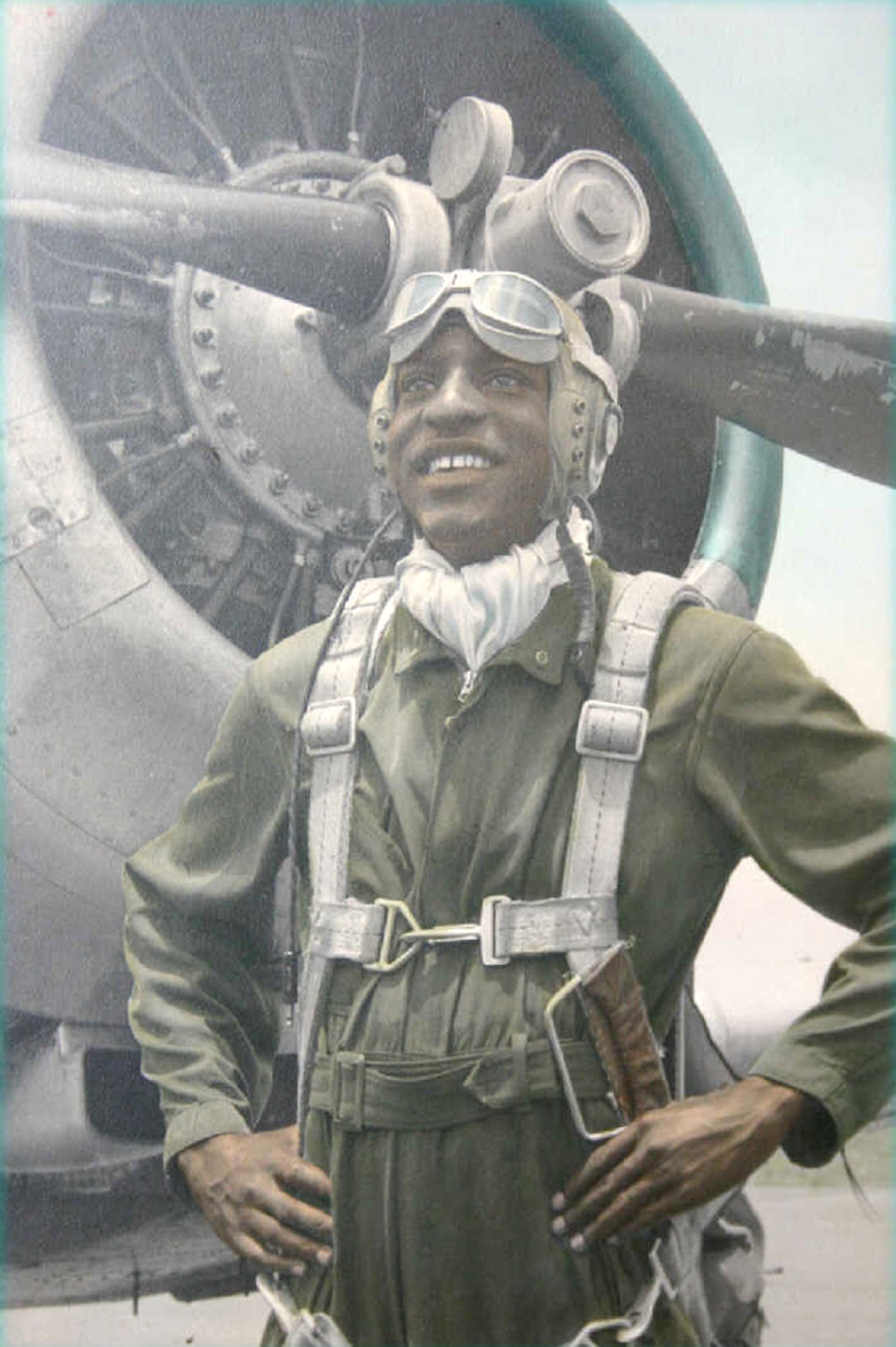 Former Lt. Granville Coggs poses in front of an AT-6 at Tuskegee Army Air Field, Ala., where he underwent basic flying training in 1945. Tuskegee Airmen took part thousands of missions in Europe, North Africa and Sicily. Throughout all escort operations, not a single bomber was lost to enemy fighter planes. (Courtesy photo)