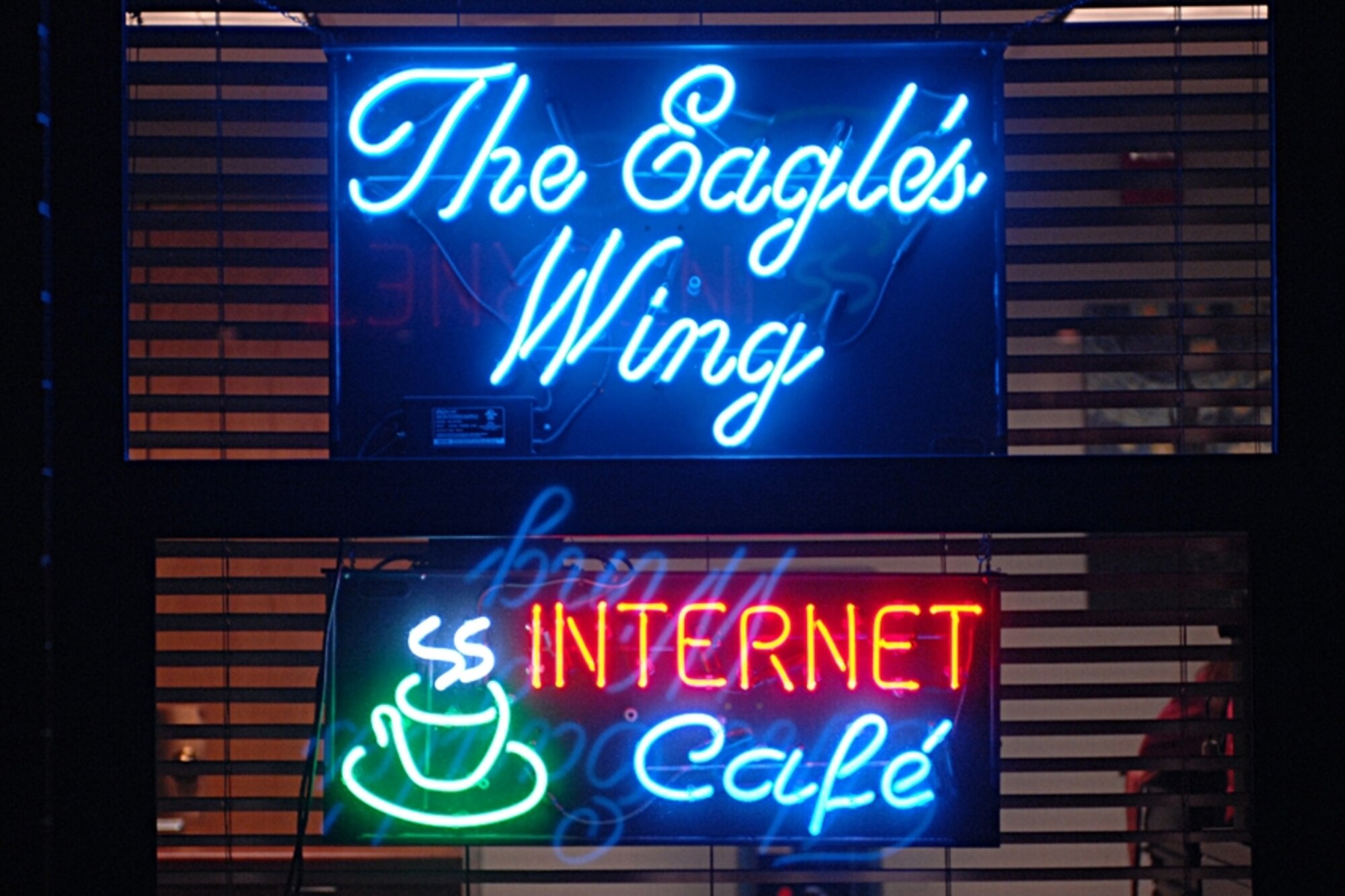LANGLEY AIR FORCE BASE, Va. -- The Eagle's Wing opened its doors in September 2007 and is sponsored and run by the chapel.  The Internet café provides a variety of services and activities free of charge to Airmen living on and off base. (U.S. Air Force photo/Airman 1st Class Zachary Wolf)