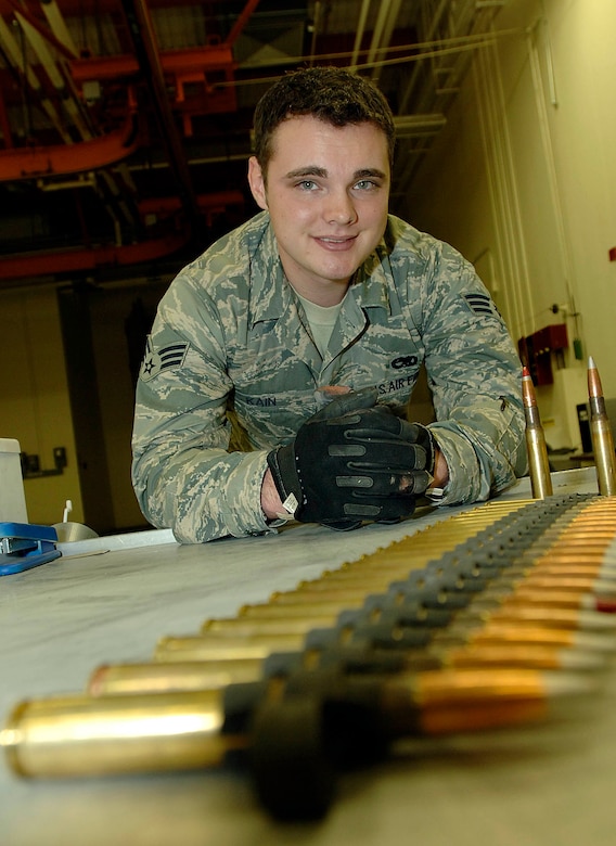 FAIRCHILD AIR FORCE BASE, Wash. – Senior Airman Darron Kain, 92nd Maintenance Squadron munitions inspector, was chosen to be featured in an upcoming Air Force Technology Education Magazine highlighting various military jobs. The calendar will be distributed throughout high schools across the country and used for recruitment purposes. (U.S. Air Force photo/Staff Sgt. JT May III)
