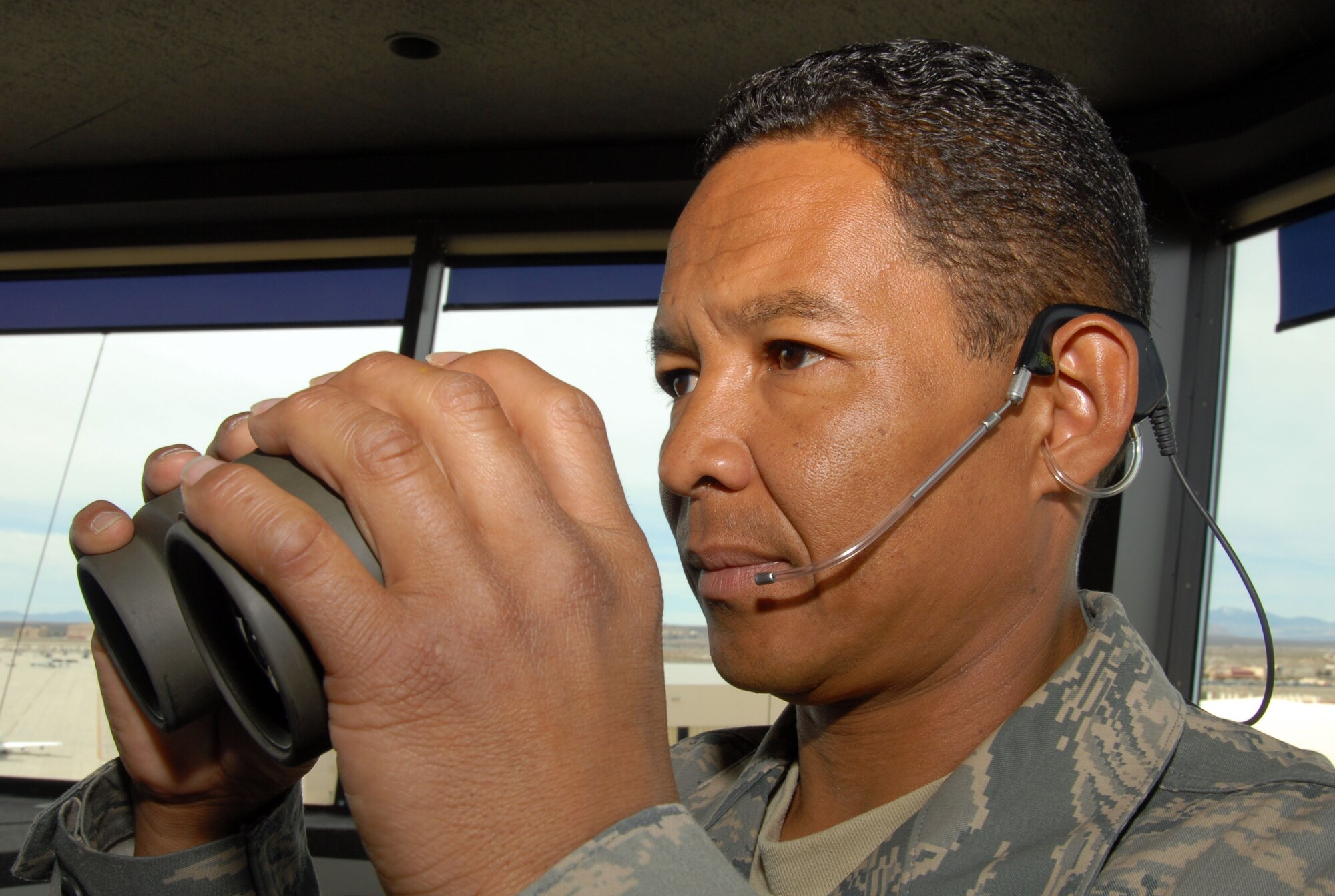 Tech. Sgt. Toshiya Jones, 412th Operations Support Squadron assistant chief controller, received the Air Force Materiel Command Air Traffic Control Watch Supervisor of the Year award. Among his accomplishments during the year, Sergeant Jones managed duty scheduling requirements for 25 civilian and military personnel. He also facilitated 25,000 U.S. Air Force Test Pilot School flight operations. (Air Force photo by Senior Airman Julius Delos Reyes)