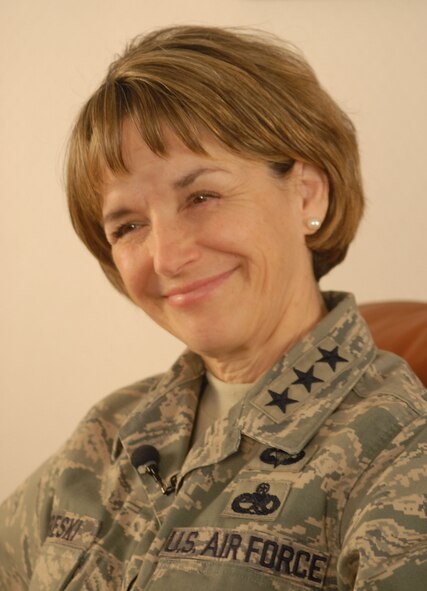 KUNSAN AIR BASE, South Korea -- Lieutenant General Terry Gabreski, Air Force Materiel Command Vice Commander, is interviewed here Mar. 9.  General Gabreski is the Air Force's highest ranking female officer.  (U.S. Air Force photo/Staff Sgt. Darcie Ibidapo)