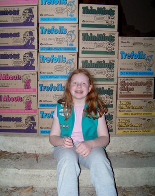 Madison Albrecht, 11, recently collected more than 200 boxes of Girl Scout cookie donations for troops overseas. (Courtesy photo)
