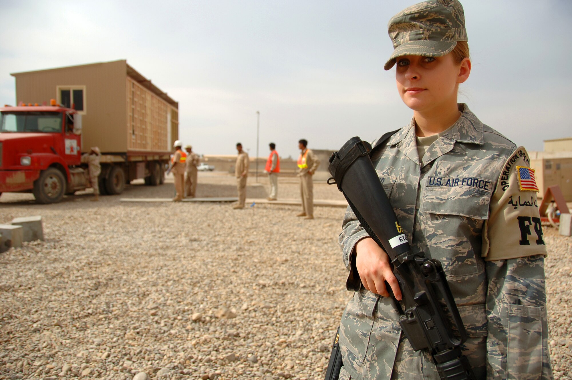 Airman 1st Class Alexzandrea Sutsko, 407th Expeditionary Security Forces Squadron Force Protection escort, was chosen as the Ali Base Warrior of the Week for the week of March 10. Her supervisor said she provided security for contracts exceeding $6 million and maintained control of more than 200 third-country and local nationals. On her off-duty time, she has donates her time to the Ali Base Honor Guard. Airman Sutsko is deployed from 52nd Logistics Readiness Squadron at Spangdahlem AB, Germany. (U.S. Air Force Photo by Staff Sgt. Nathan Gallahan.) 