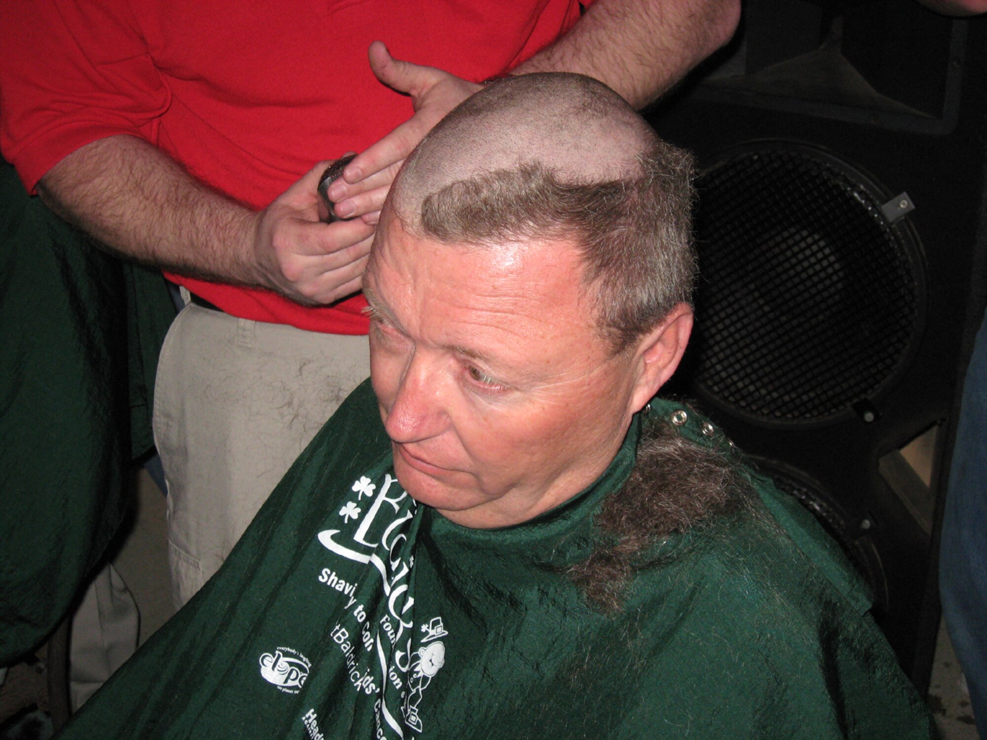 SEYMOUR JOHNSON AIR FORCE BASE, N.C. -- Staff Sgt. Jackie Lawson goes bald for charity. On March 7, Sgt. Lawson, along with five other reservists of the 916th Maintenance Group volunteered their locks to help raise money for the St. Baldrick's Foundation. The foundation provides funding in the fight against children's cancer.