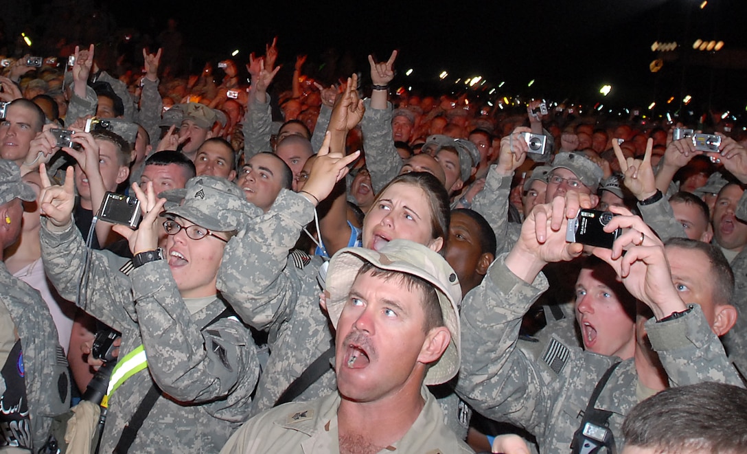 Nearly 5,000 servicemembers attended the Operation MySpace concert at Camp Buehring, Kuwait, March 10, 2008. 
