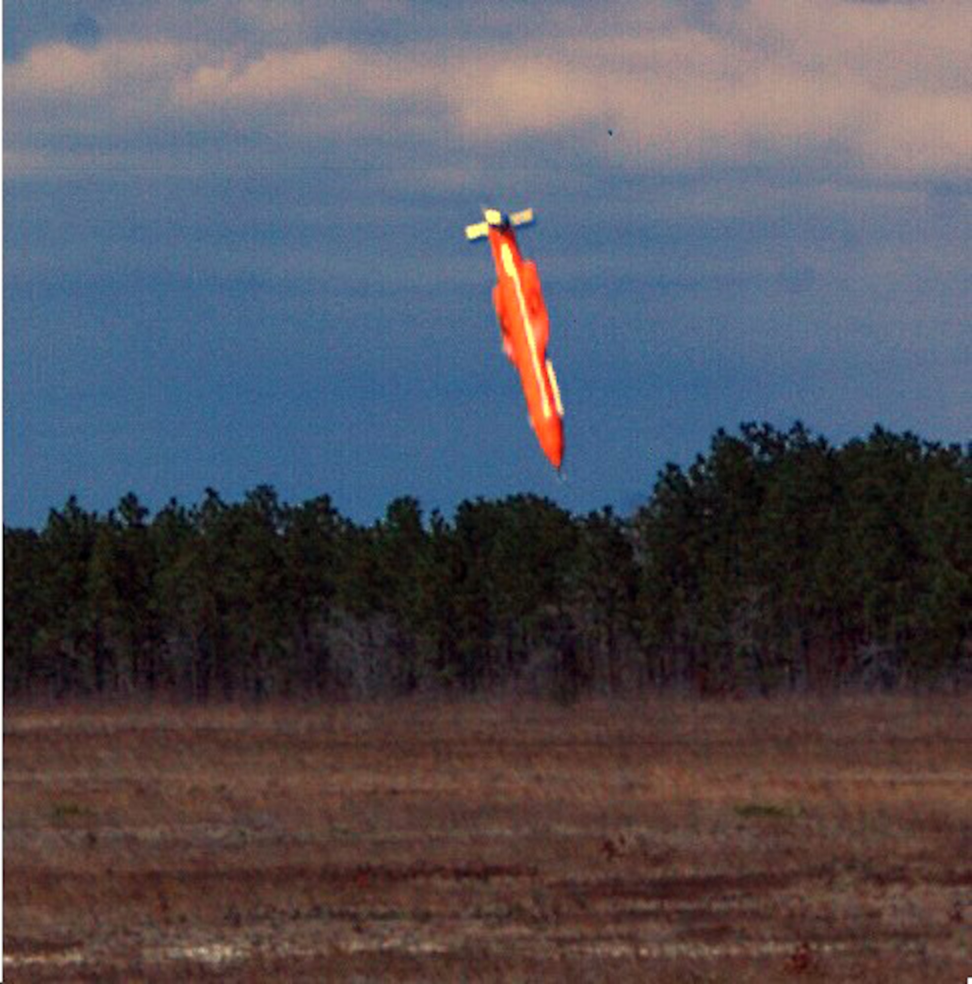 The GBU-43/B Massive Ordnance Air Blast bomb prototype is shown moments before impact March 11, 2003. The detonation created a mushroom cloud that could be seen 20 miles away. (Courtesy photo)