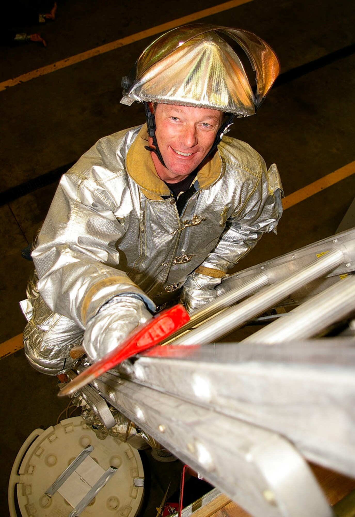 Firefighter Ian Nicholls, 100th Civil Engineer Squadron Fire Department, is the 2007 winner of the 100th Air Refueling Wing's Civilian of the Year Award. (U.S. Air Force photo by Karen Abeyasekere)       