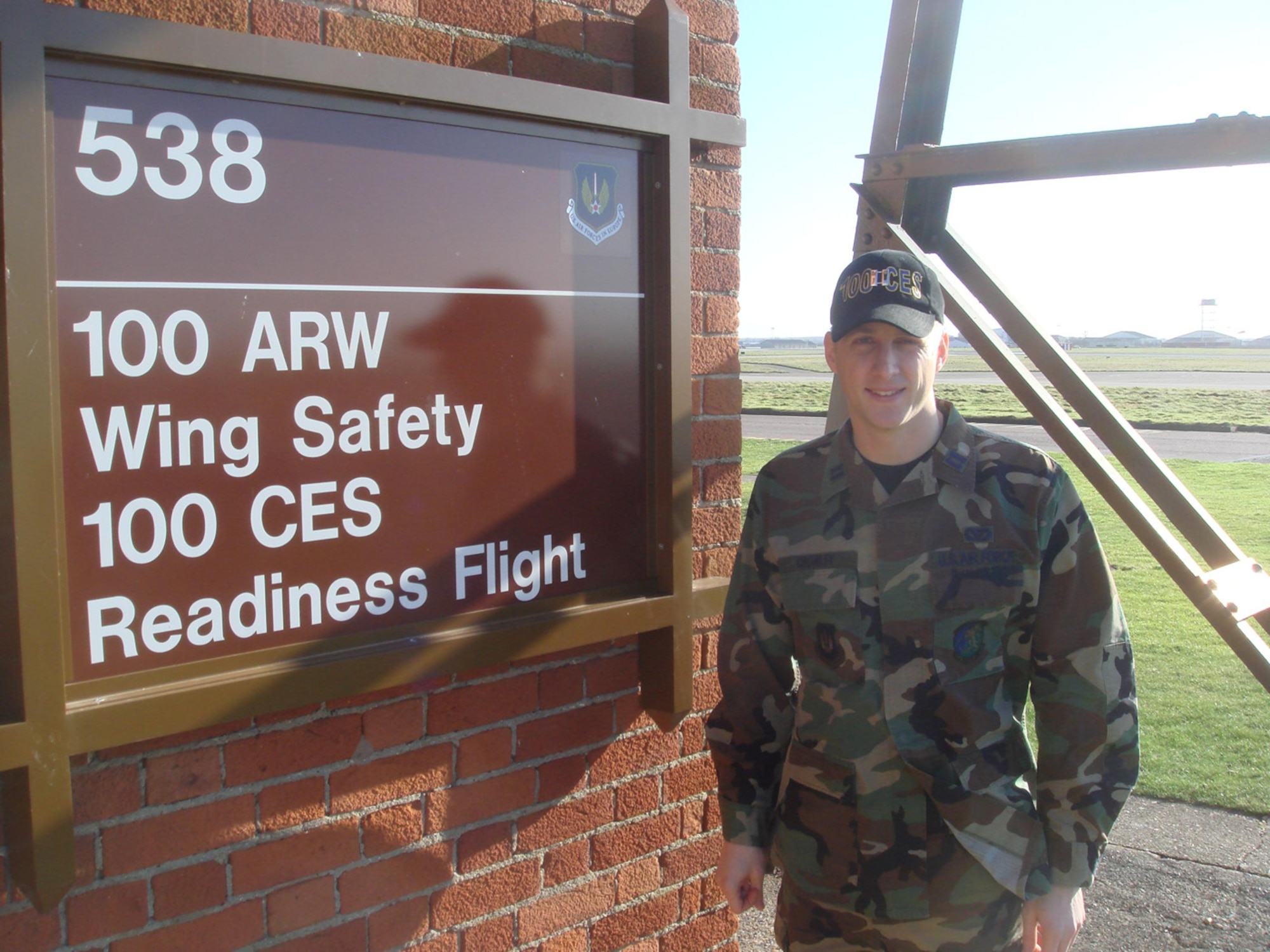 Capt. Ryan Crowley, 100th Civil Engineer Squadron Readiness and Emergency Management Flight, recently won the 2007 Company Grade Officer of the Year Award for the 100th Air Refueling Wing. (Courtesy photo)                  