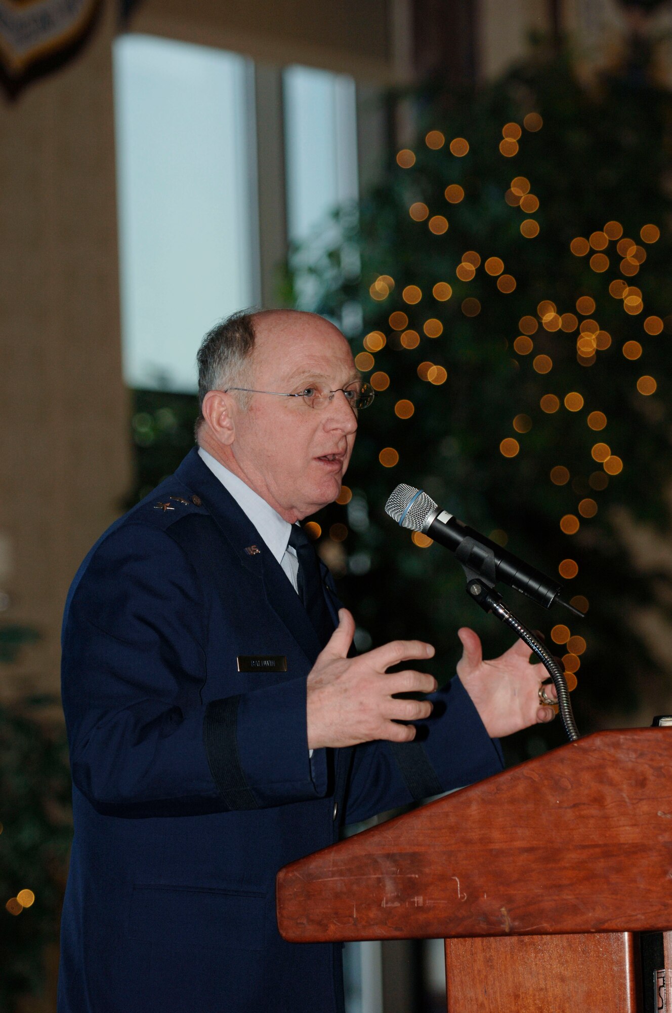Chaplain Maj. Gen. Charles Baldwin, U.S. Air Force Chief of Chaplains, speaks an inspirational message at the 2008 Joint Total Force Scott National Prayer Luncheon held at the Scott Club.

U.S. Air Force photo by Tech Sgt. Tony R. Tolley
