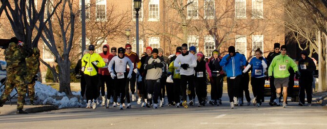 Almost 50 runners endured sub-freezing temperatures March 8 to take part in the Mystery of Endurance Half Marathon. Chris Juarez was the top male finisher with a time of 1:21:13. Christa Sperling was the top female finisher with a time of 1:51:37.

Photo by Senior Airman Mildred Guevara