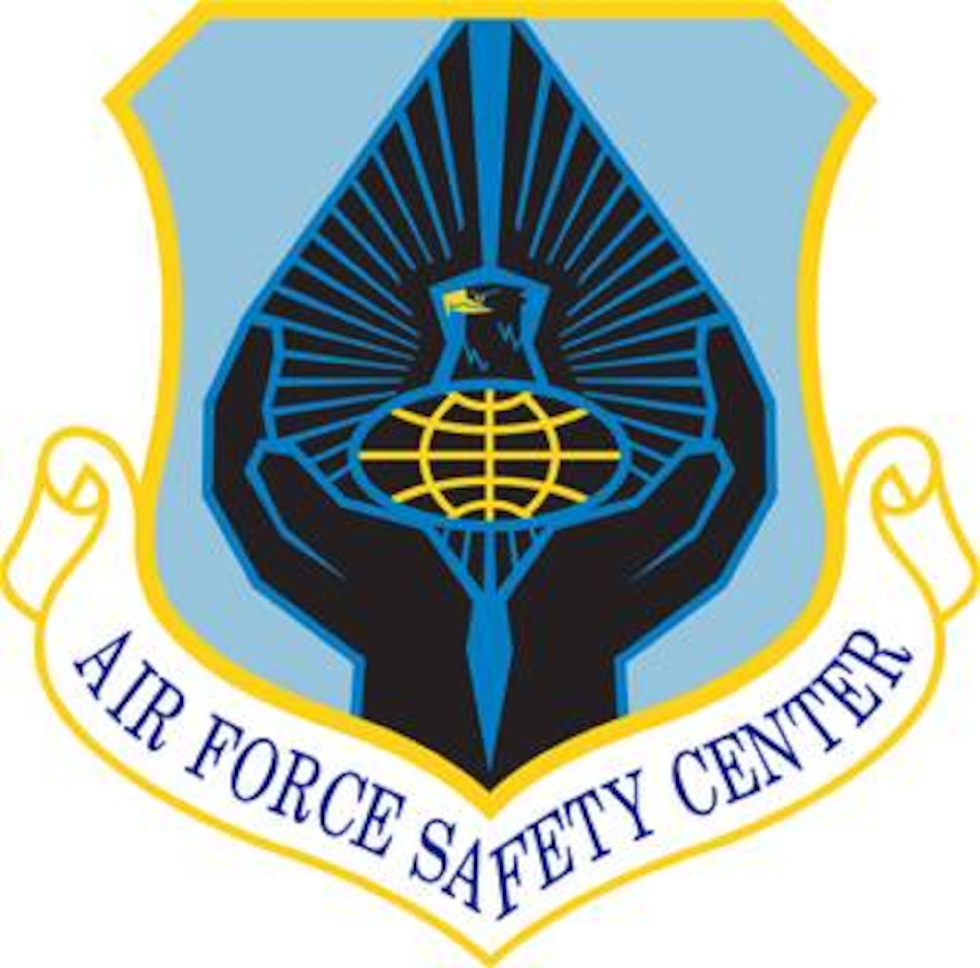 Air Force Safety Center (AFSC), shield (color), U.S. Air Force graphic.  In accordance with Chapter 3 of AFI 84-105, commercial reproduction of this emblem is NOT permitted without the permission of the proponent organizational/unit commander. 
