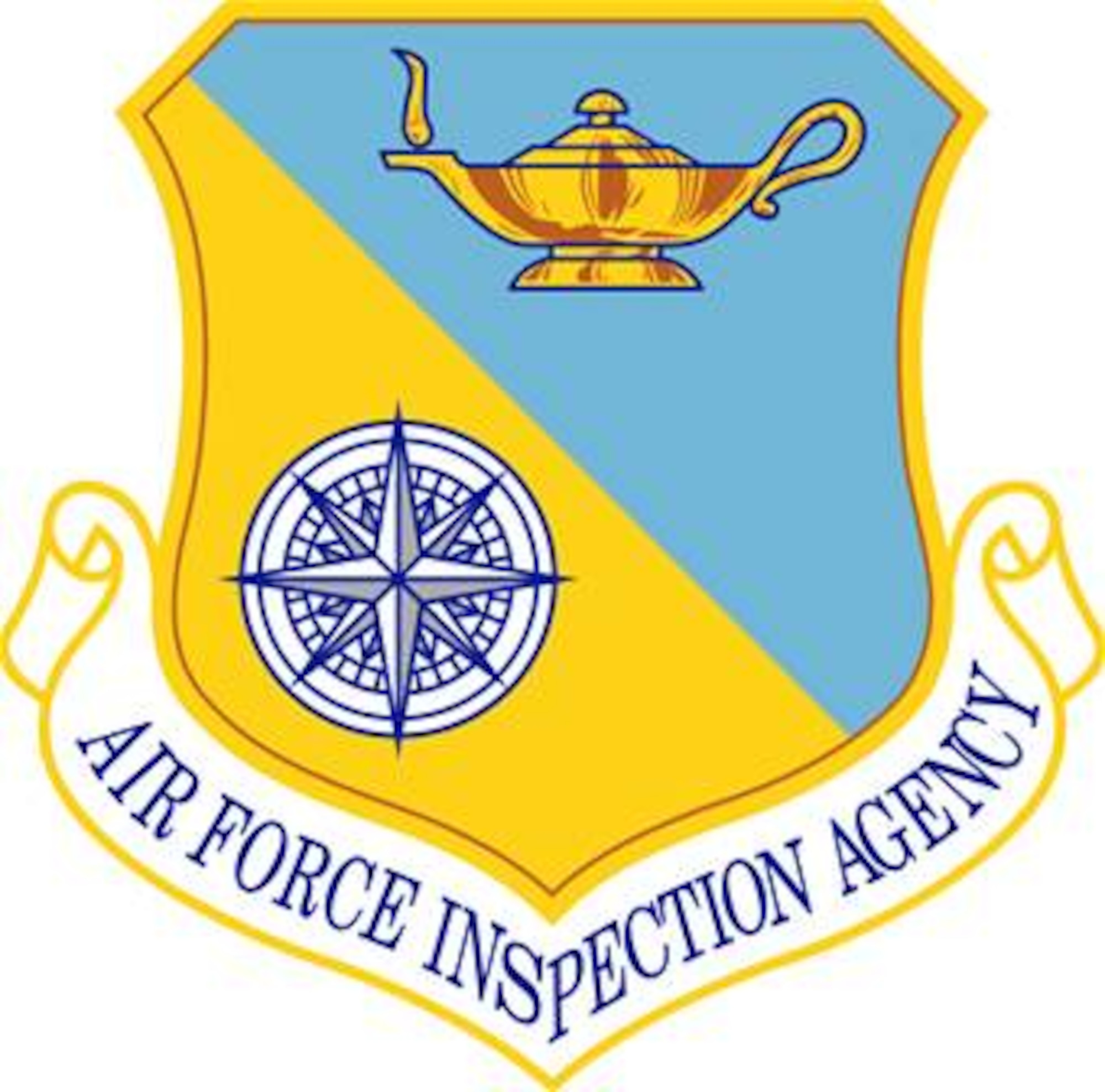 Air Force Inspection Agency shield (color), U.S. Air Force graphic.  In accordance with Chapter 3 of AFI 84-105, commercial reproduction of this emblem is NOT permitted without the permission of the proponent organizational/unit commander. 
