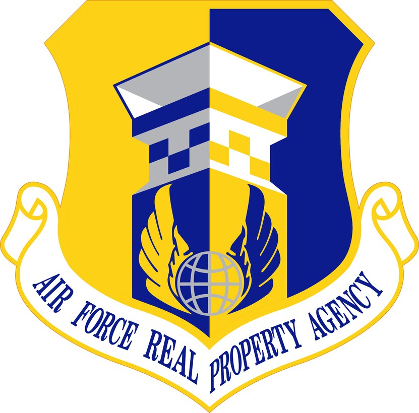 Air Force Real Property Agency Shield. Image provided by the Institute of Heraldry. In accordance with Chapter 3 of AFI 84-105, commercial reproduction of this emblem is NOT permitted without the permission of the proponent organizational/unit commander. Image is 7x7 inches @ 300 ppi.