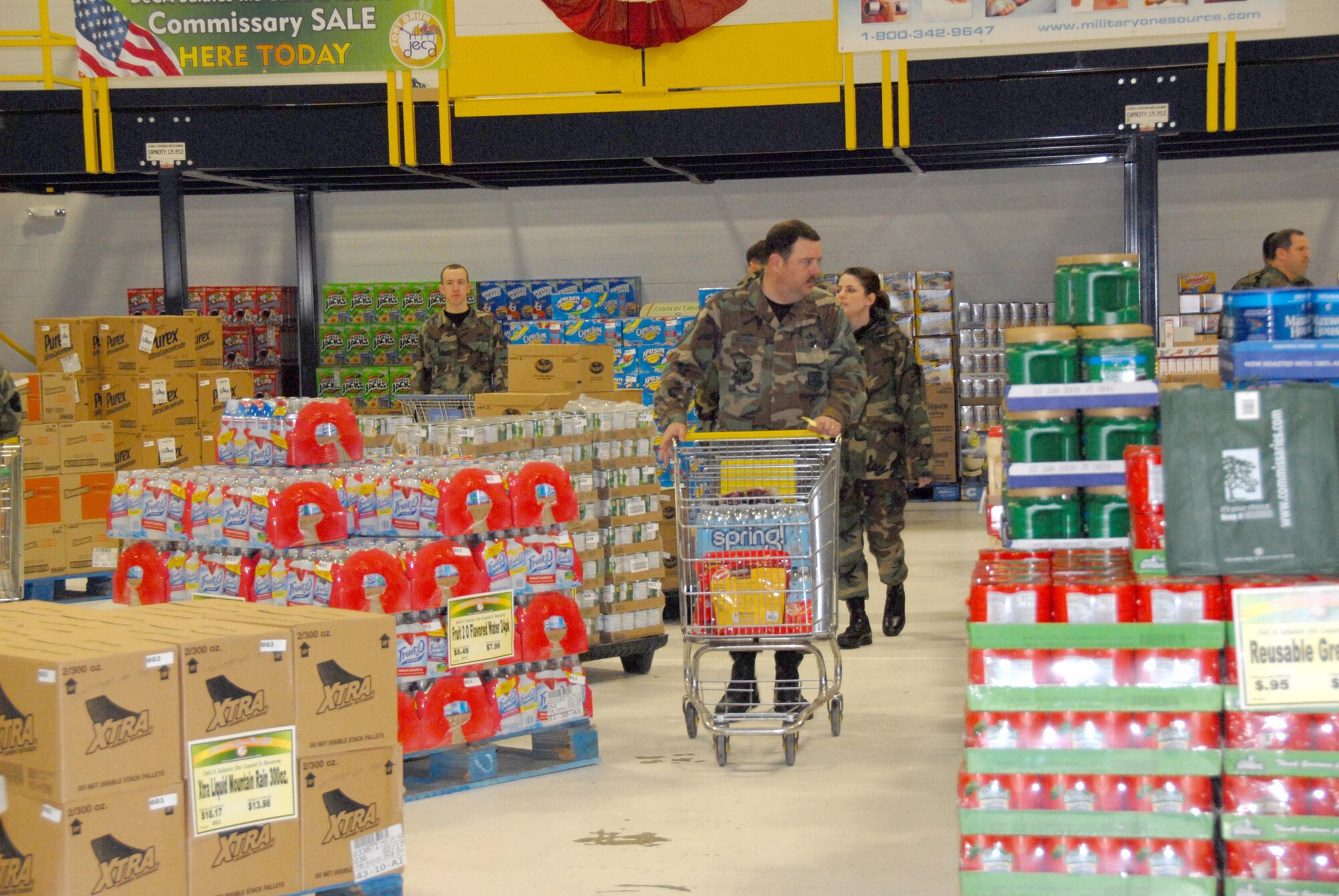 Airmen of the 107th Air Refueling Wing shop at the commissary that was brought to the Niagara Falls Air Reserve Station on March 8 and 9 by the Defense Commissary Agency.  