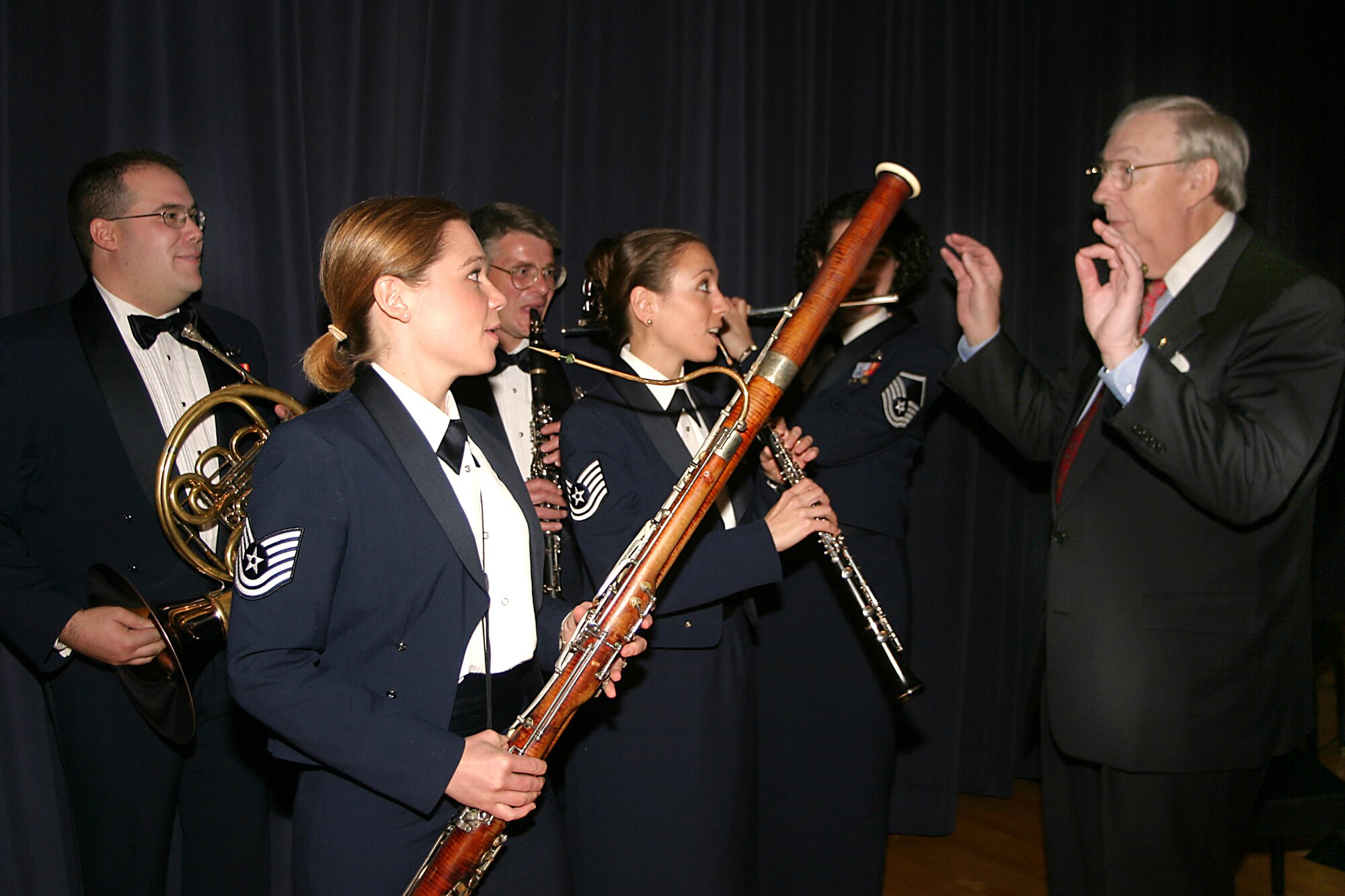 USAF Academy Winds Rampart Winds plays with Secretary Roche "conducting."
