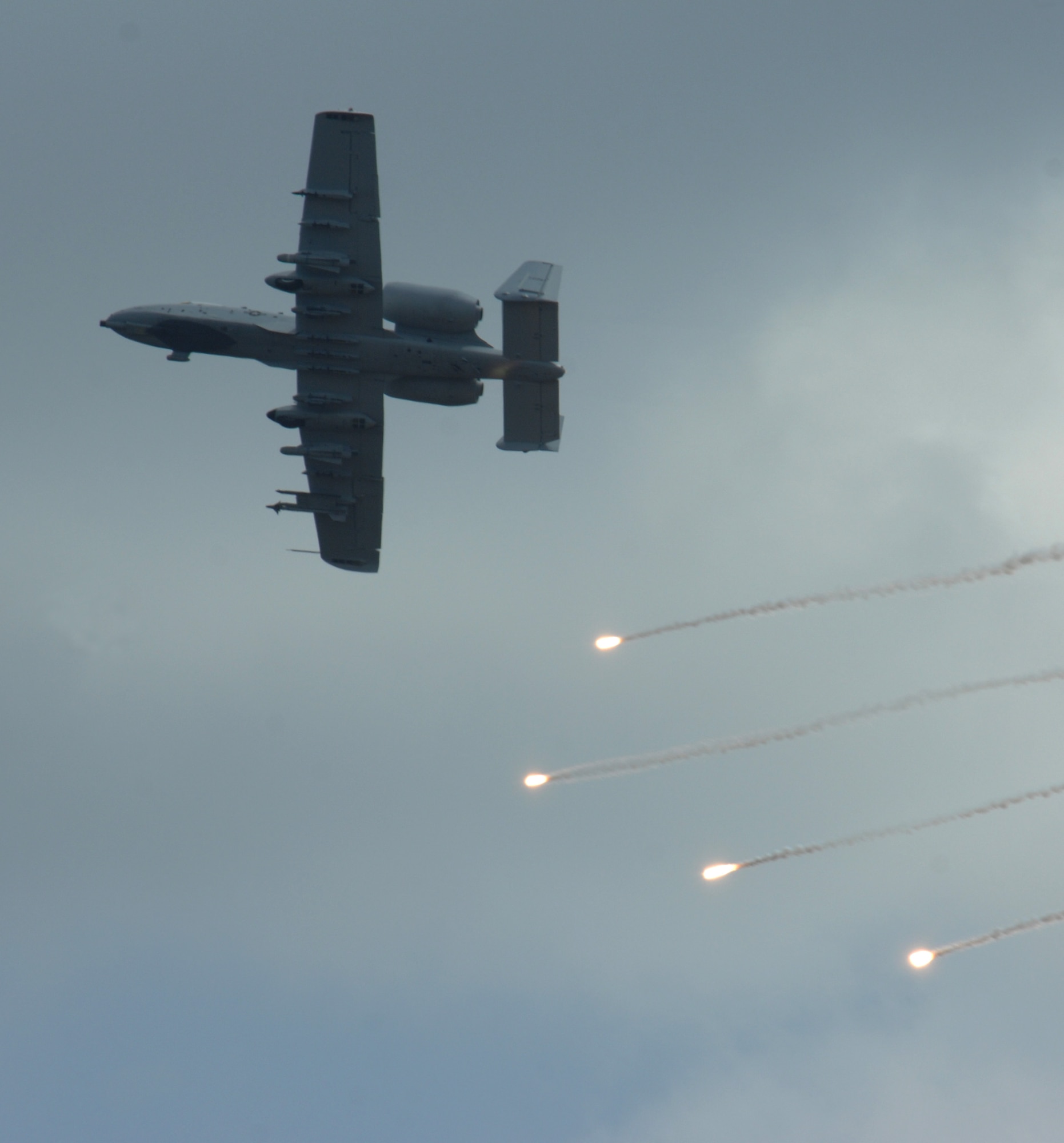 MOODY AIR FORCE BASE, Ga. -- An A-10C Thunderbolt II releases flares over the Grand Bay Range here March 18. The 75th Fighter Squadron is preparing for a two week exercise at Nellis Air Force Base, Nev. (U.S. Air Force photo by Senior Airman Gina Chiaverotti) 