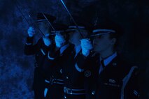 MINOT AIR FORCE BASE, N.D. -- Airman First Class Christopher Slade, Senior Airman Fernando Reyes, Senior Airman Sean Godwin and Airman First Class Tawny Greer are all members of the Minot Air Force Base Honor Guard. (U.S. Air Force photo by Senior Airman Joe Rivera)