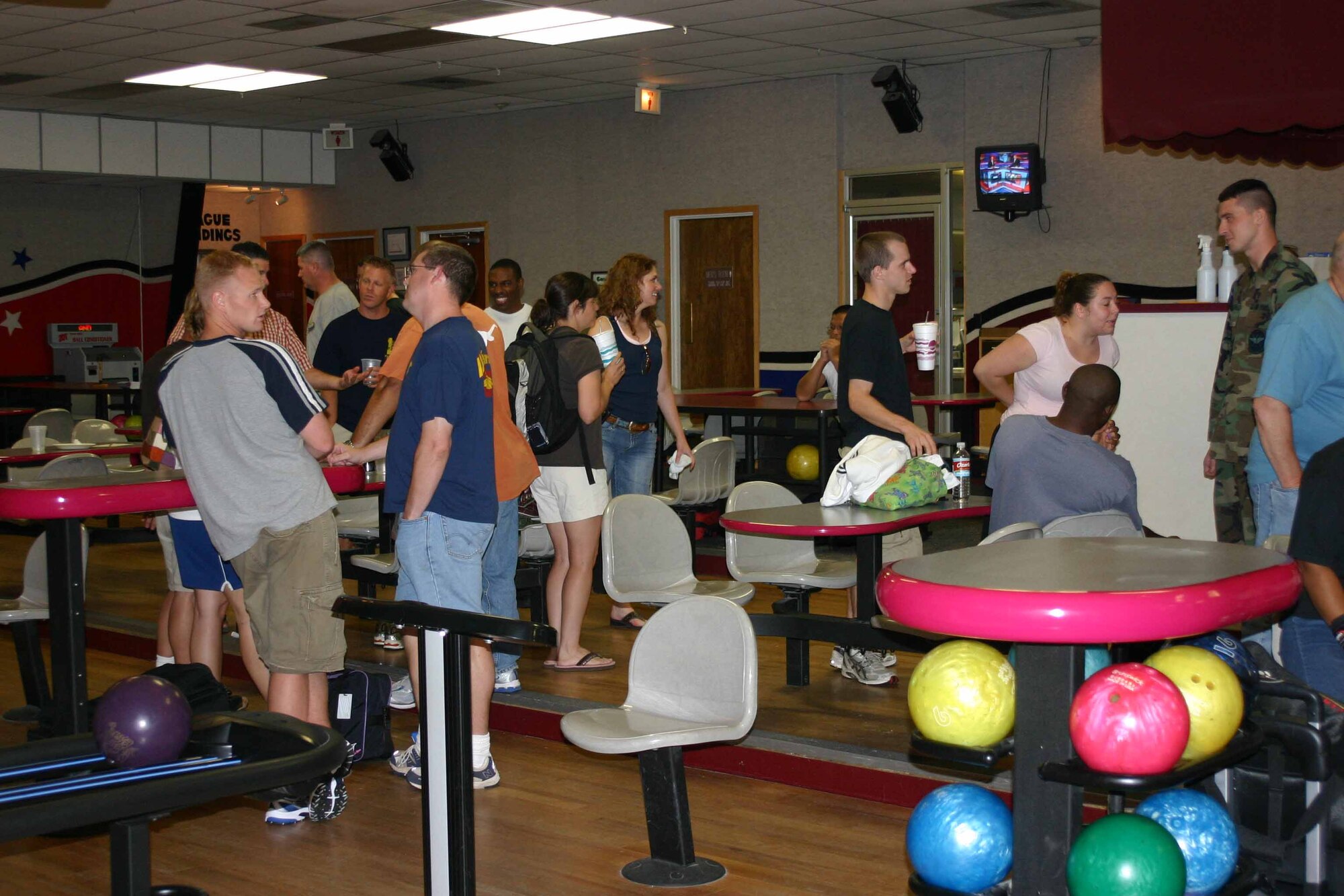 Tinker Bowling Center is a great place to hold squadron functions.  (Air Force photo by Kimberly Woodruff)