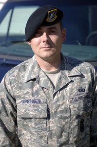 LANGLEY AIR FORCE BASE, Va. -- Tech. Sgt. Stephen Springer, 1st Security Forces Squadron, deployed to Iraq for his first time in March 2003; the same month the United States became involved with the Iraqi War five years ago. (U.S. Air Force photo/Airman 1st Class Chase Skylar DeMayo)