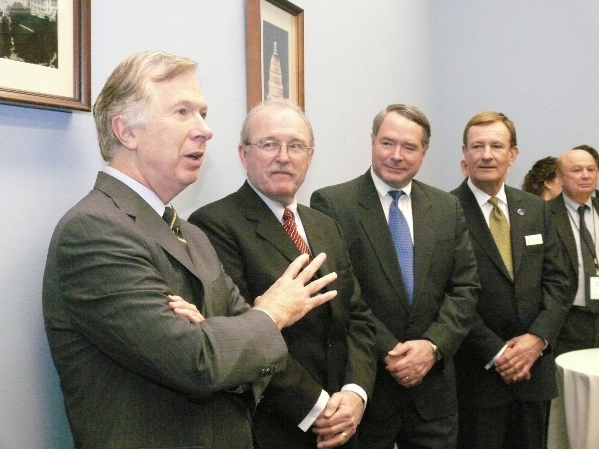 Members of the Arnold Community Council made their annual trip to Washington D.C. to talk to lawmakers about Arnold Engineering Development Center’s  (AEDC) projects and concerns. Pictured from left are Rep. Bud Cramer of Alabama; council member Ted Hackney, executive director of the Coffee County Industrial Board, retired Lt. Gen. Mike Dunn, president and CEO of the Air Force Association (AFA) and Ken Goss from AFA. (Photo by Claude Morse)