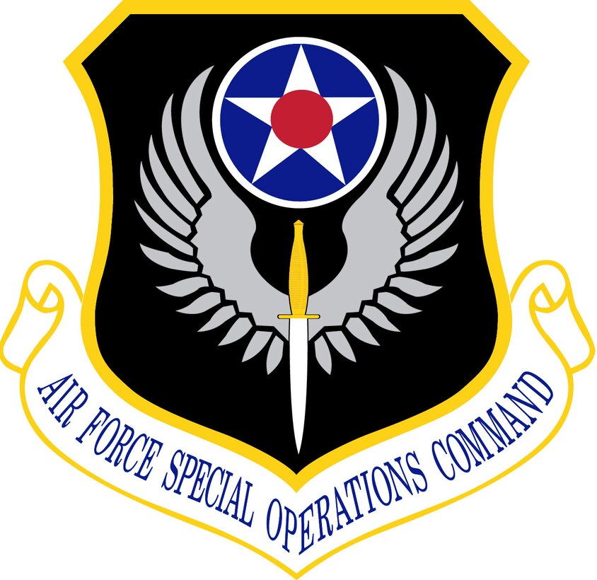 Air Force Special Operations Command (AFSOC) Shield (Color), U.S. Air Force graphic.  In accordance with Chapter 3 of AFI 84-105, commercial reproduction of this emblem is NOT permitted without the permission of the proponent organizational/unit commander. 