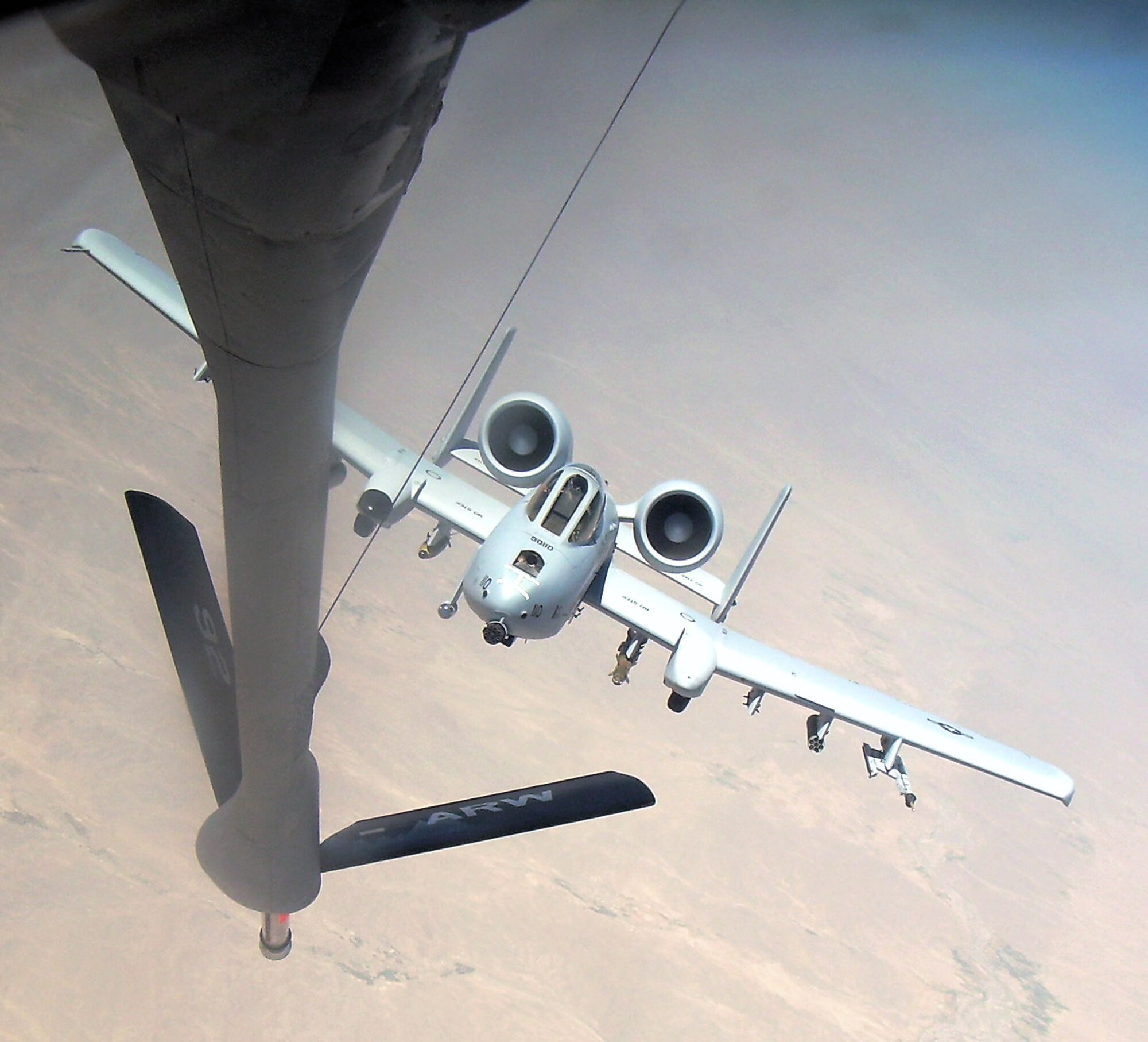 An A-10 Thunderbolt II moves into position behind a KC-135 Stratotanker on a combat mission over Afghanistan. Air Force officials agree that the nearly 50-year-old KC-135 Stratotanker must be replaced with a newer, more capable aircraft as soon as possible. (U.S. Air Force photo/Lt. Col. Marcel Dionne)