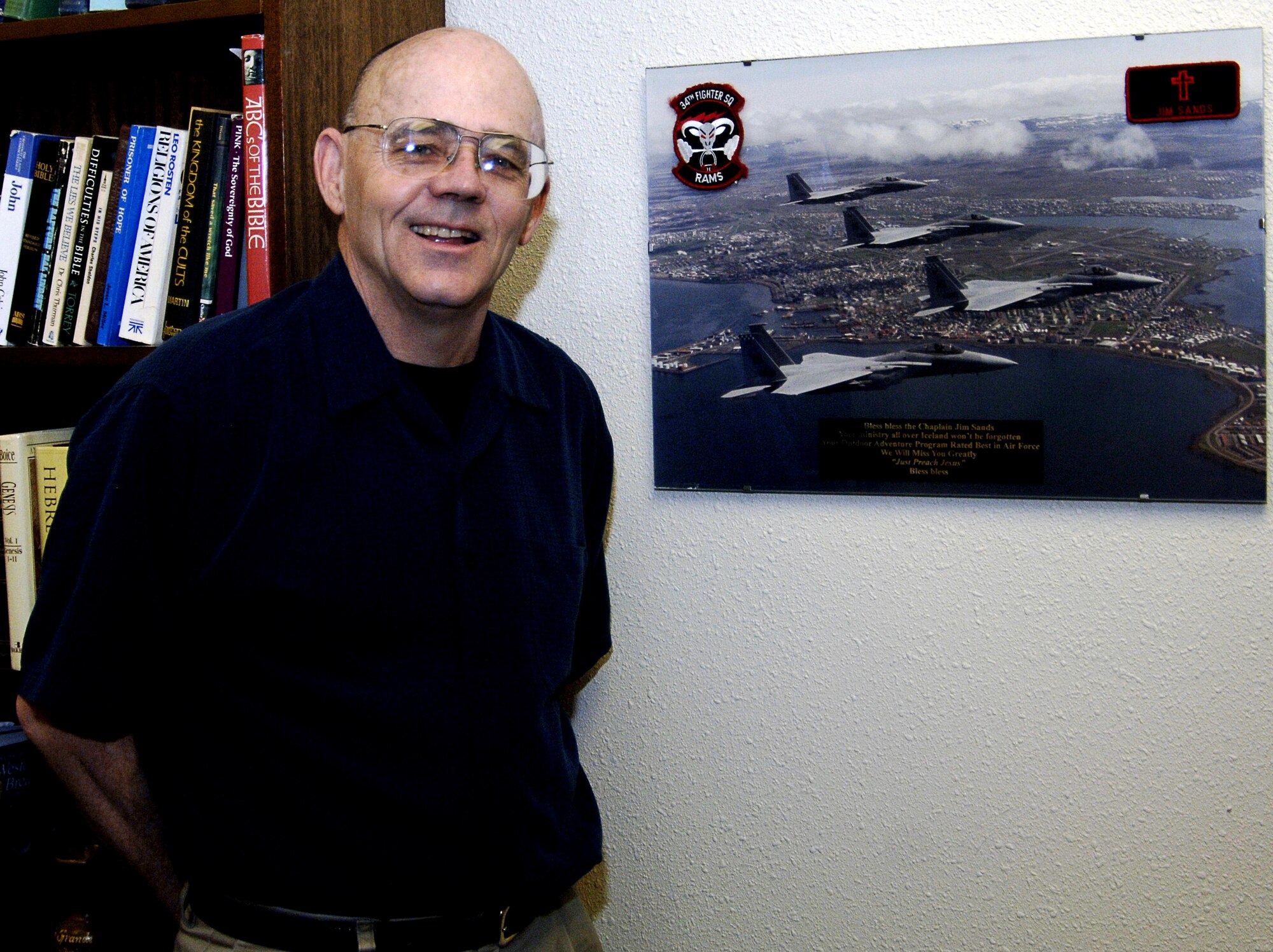 MOUNTAIN HOME AIR FORCE BASE, Idaho -- Rev. (Lt. Col. retired) Jim Sands serves as the auxiliary chaplain for the 366th Fighter Wing. (U.S. Air Force photo/ Senior Airman Megan P. Lyon) 
