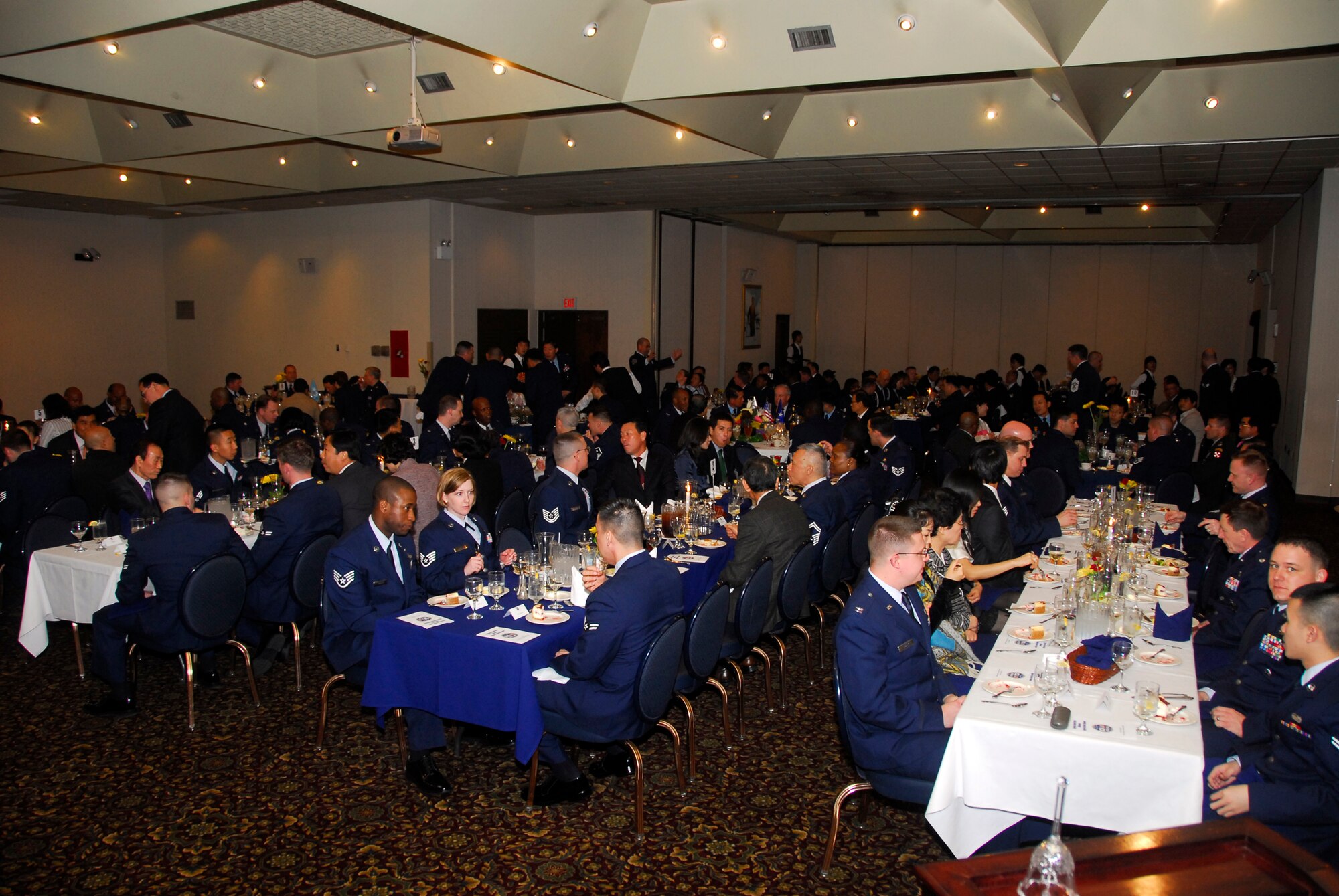 OSAN AIR BASE, Republic of Korea--The destiny for Seventh Air Force Commander Lt. Gen. Stephen G. Wood became more vivid, as a pro-American Korean group bestowed upon him a Korean name. Witnessed by the Chief Master Sergeant of the Air Force Rodney J. McKinley and approximately 200 Airmen, Soldiers, Sailors, and Marines and ROK civic leaders, Chairman Suh Jin Sup of the Korea-U.S. Alliance Friendship Society gave General Wood the name “Woo, Chang Hui.” (Pronounced Woo, Chang Hee).  (U.S. Air Force photo/Senior Airman Christopher Boitz)
